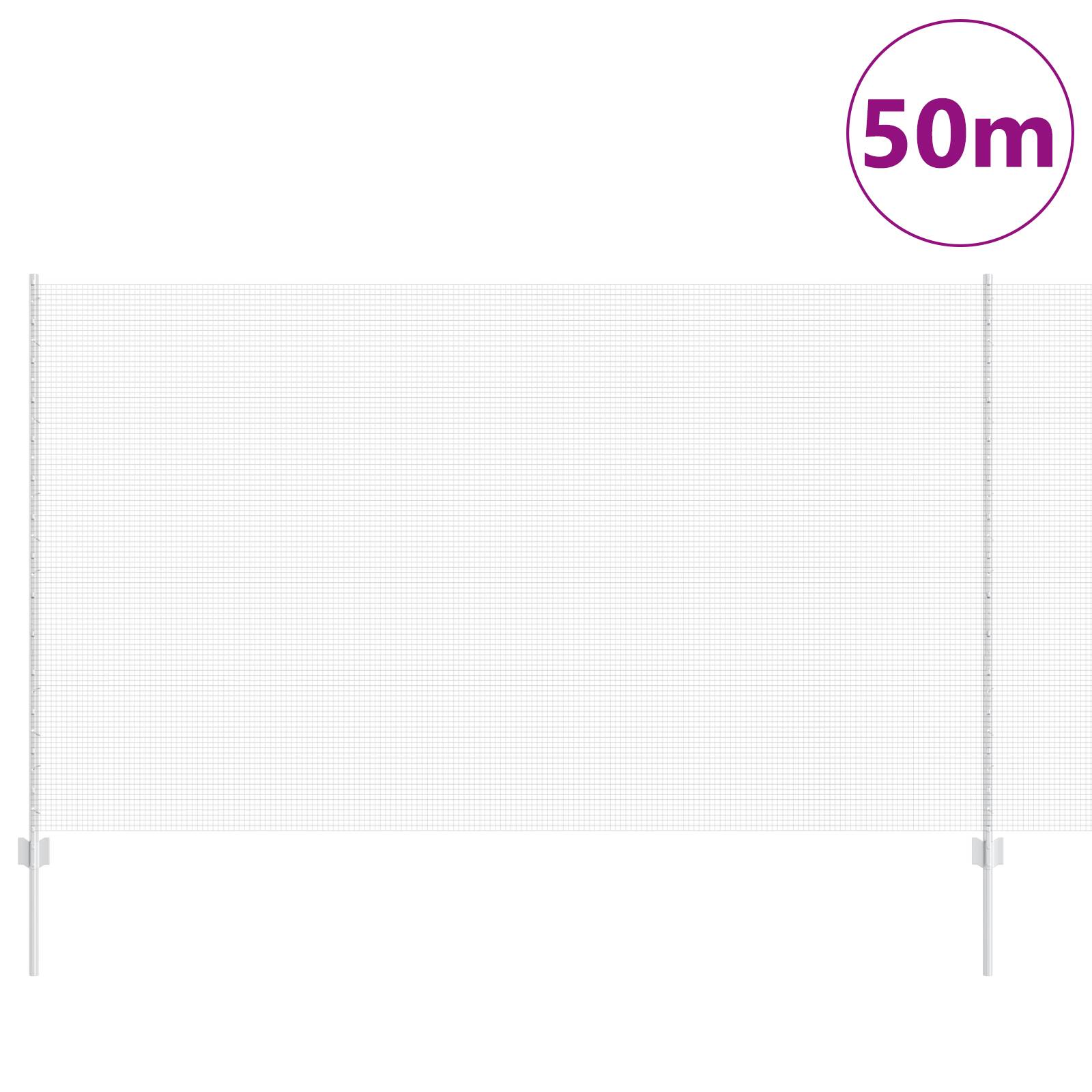 vidaXL Schweißdrahtzaun mit 44 U-Pfosten Silber 1,4x50 m Stahl