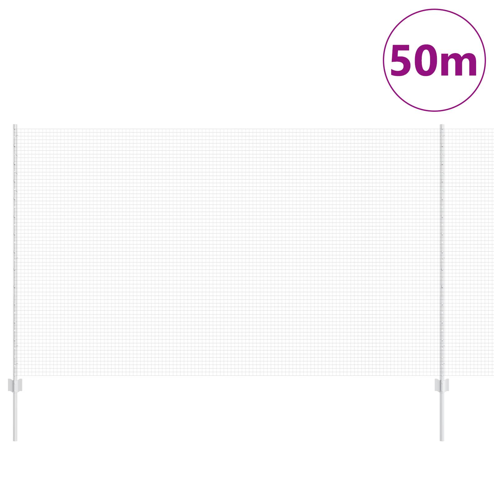 vidaXL Geschweißter Drahtzaun mit 44 U Pfosten Silber 1.4x50 m Stahl
