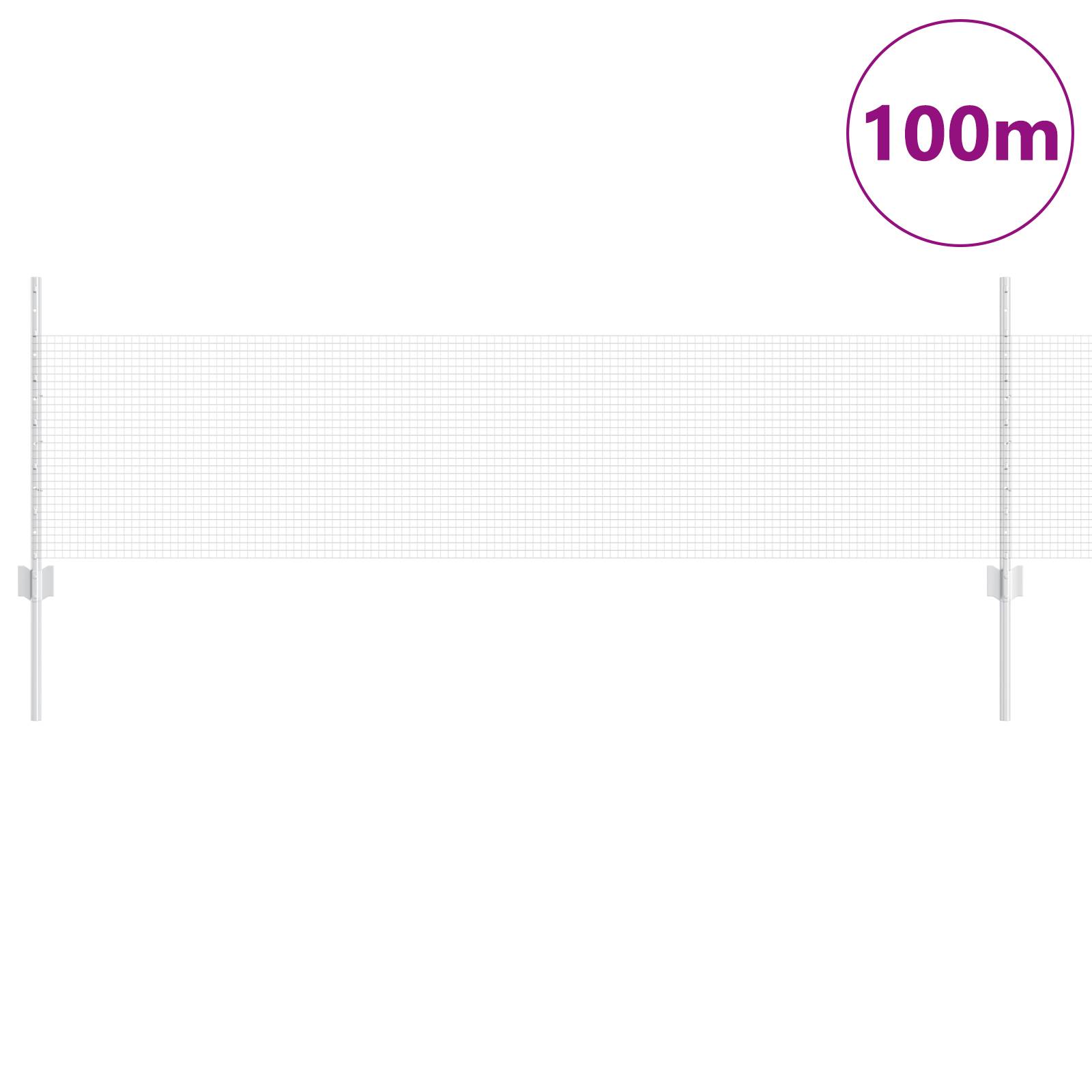 vidaXL Geschweißter Drahtzaun mit 44 U-Pfosten Silber 0.5x100 m Stahl