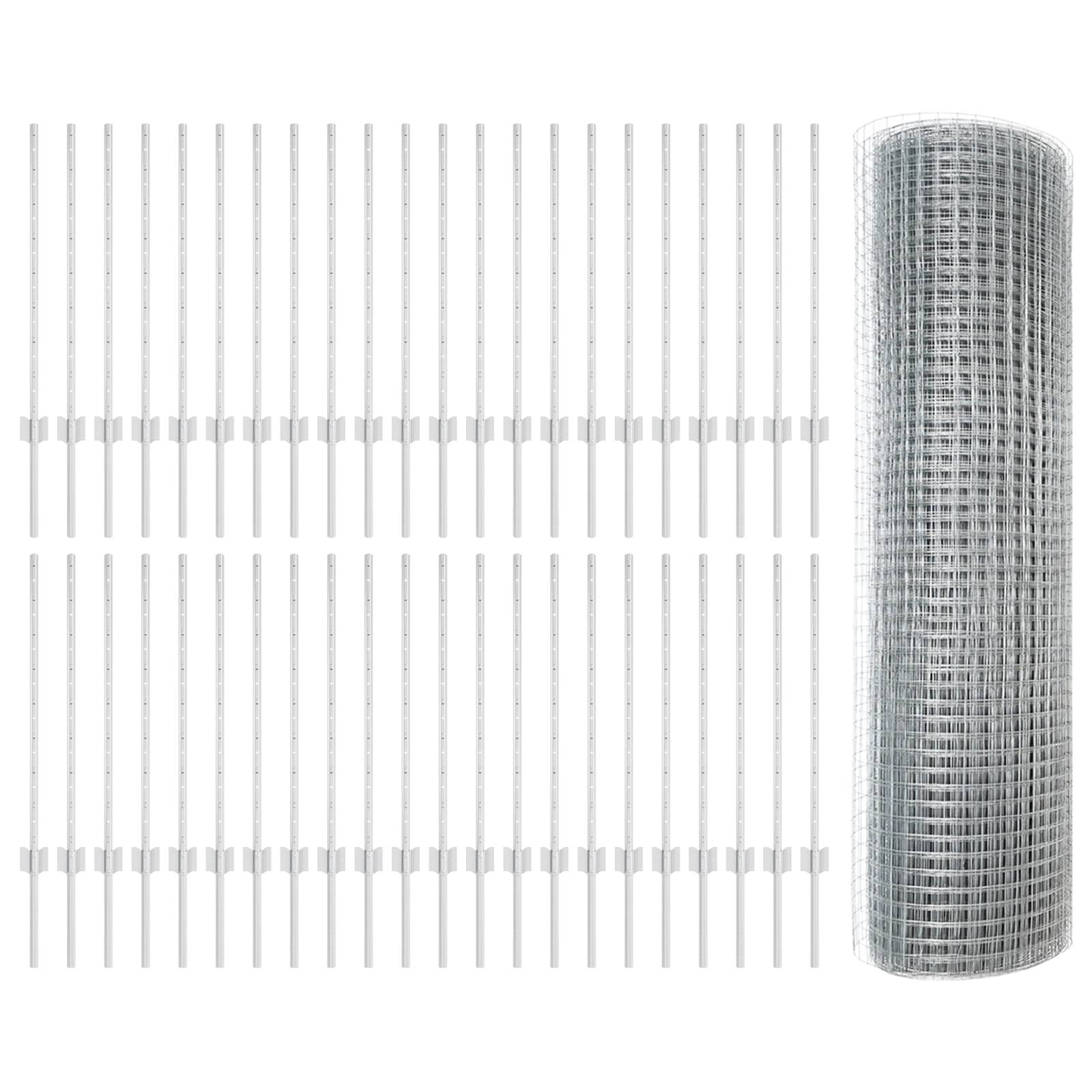 vidaXL Schweißdrahtzaun mit 44 U-Posts Silber 0.8x100 m Stahl