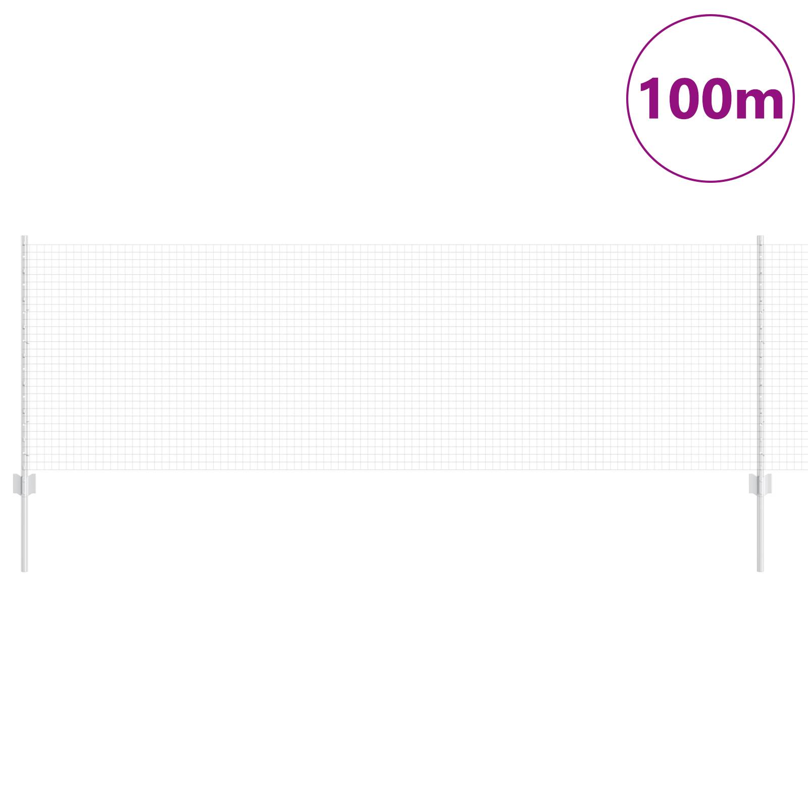 vidaXL Geschweißter Drahtzaun mit 44 U-Posten Silber 0,8x100 m Stahl