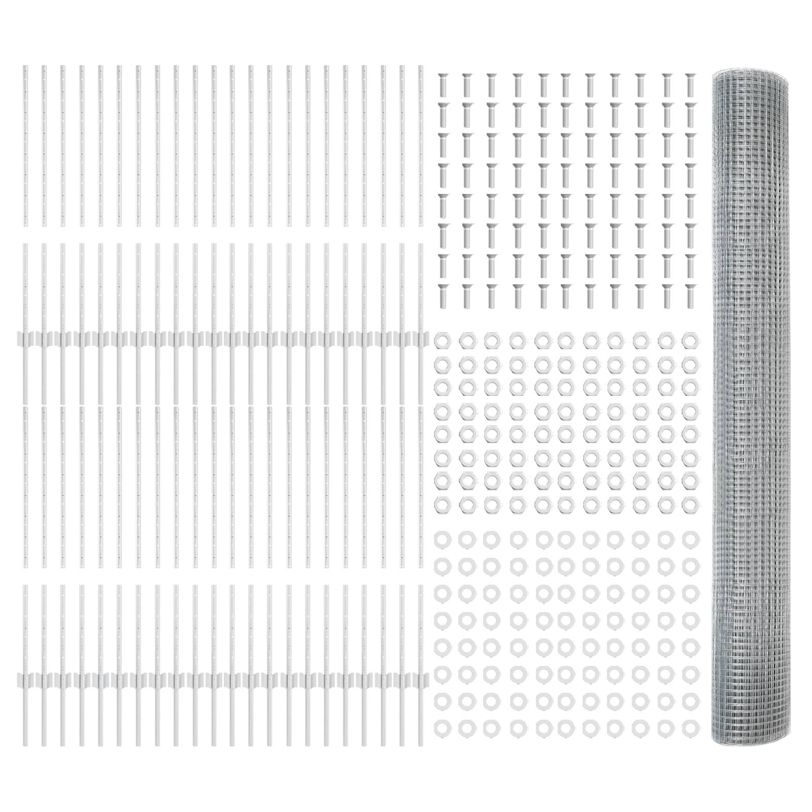 vidaXL Geschweißter Drahtzaun mit 88 U-Pfosten Silber 1x100 m Stahl