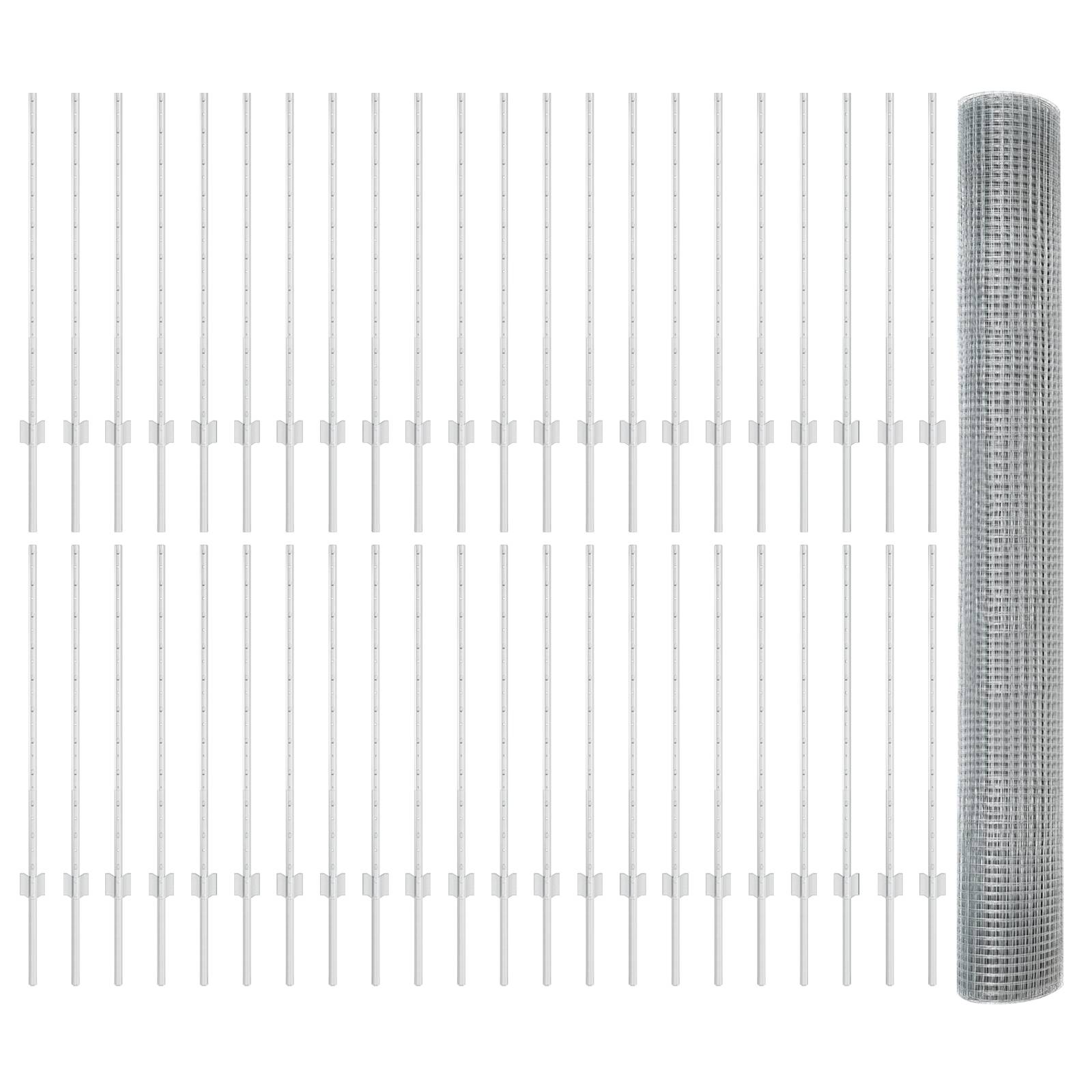 vidaXL Geschweißter Drahtzaun mit 88 U-Pfosten Silber 1x100 m Stahl