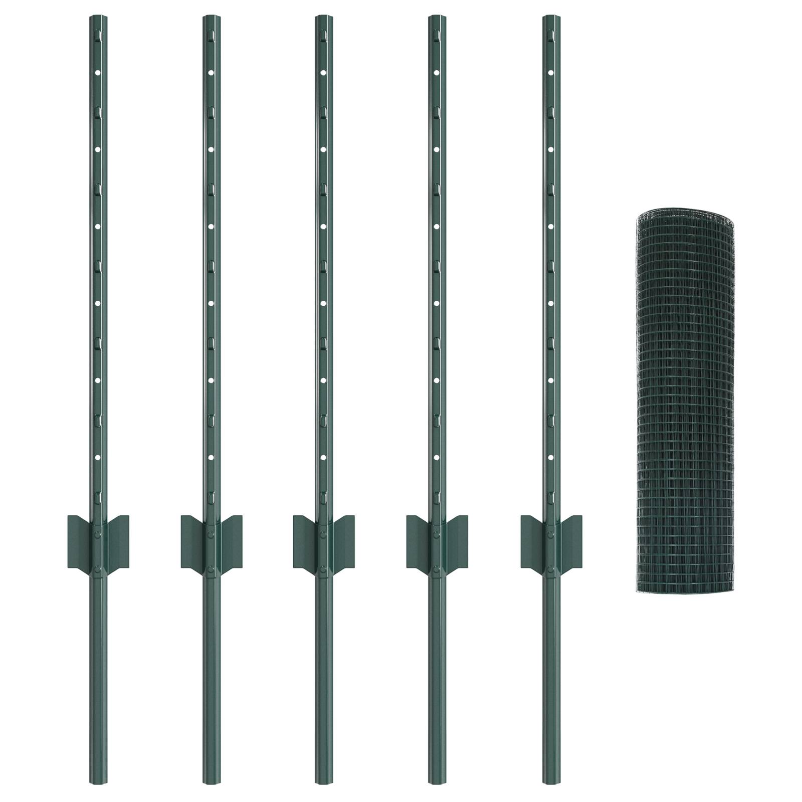 vidaXL Hühnerdrahtzaun Set 2er Set Grün Verzinkter Stahl 10 x 0.5 m