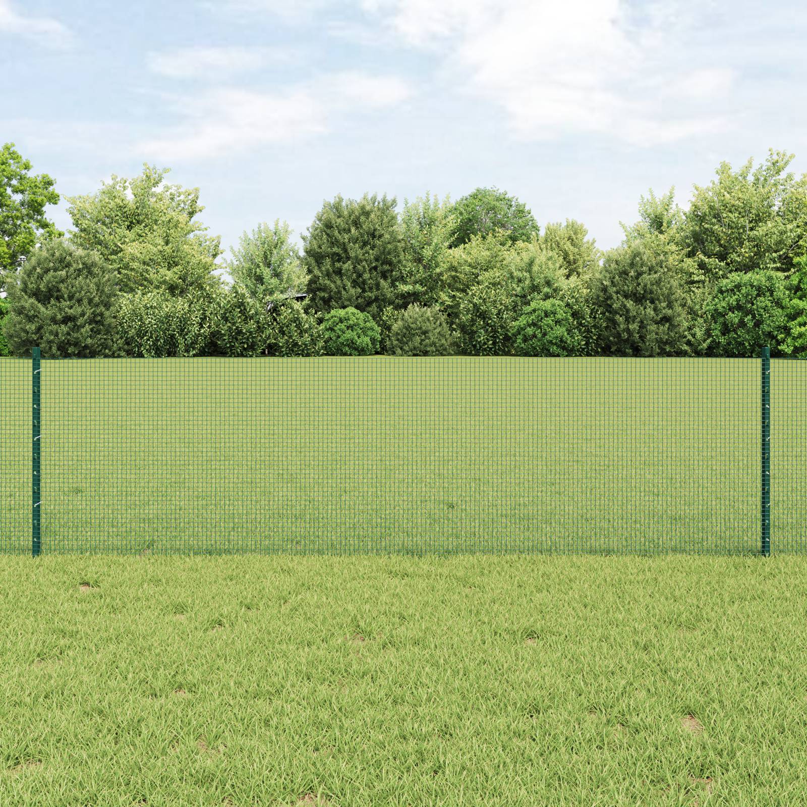 vidaXL Schweißdrahtzaun mit 22 U-Pfosten Grün 0,6x50 m Stahl