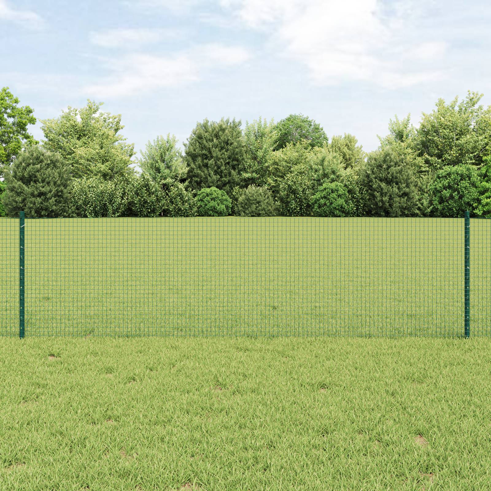 vidaXL Schweißdrahtzaun mit 22 U-Pfosten Grün 0,6x50 m Stahl