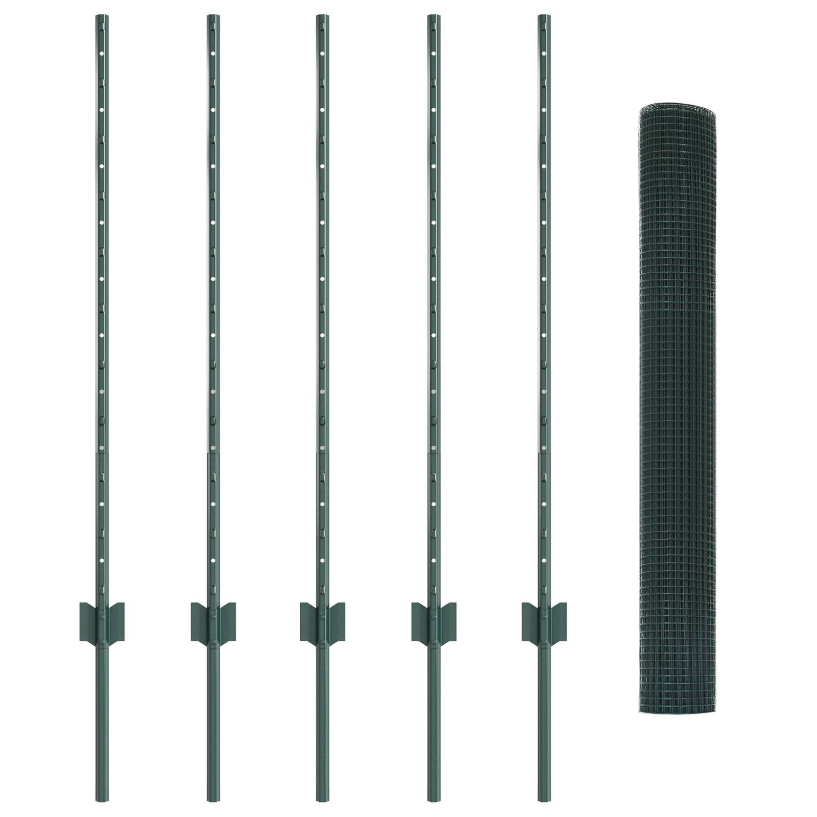 vidaXL Stacheldrahtzaunset Set aus 2 Grün Metall, Kunststoff 10 x 1 m