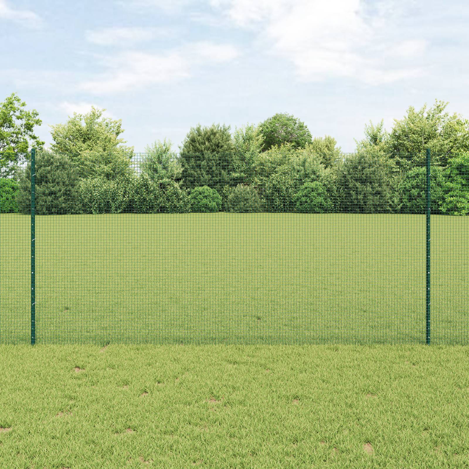 vidaXL Geschweißter Drahtzaun mit 5 U-Pfosten Grün 1,2x10 m Stahl