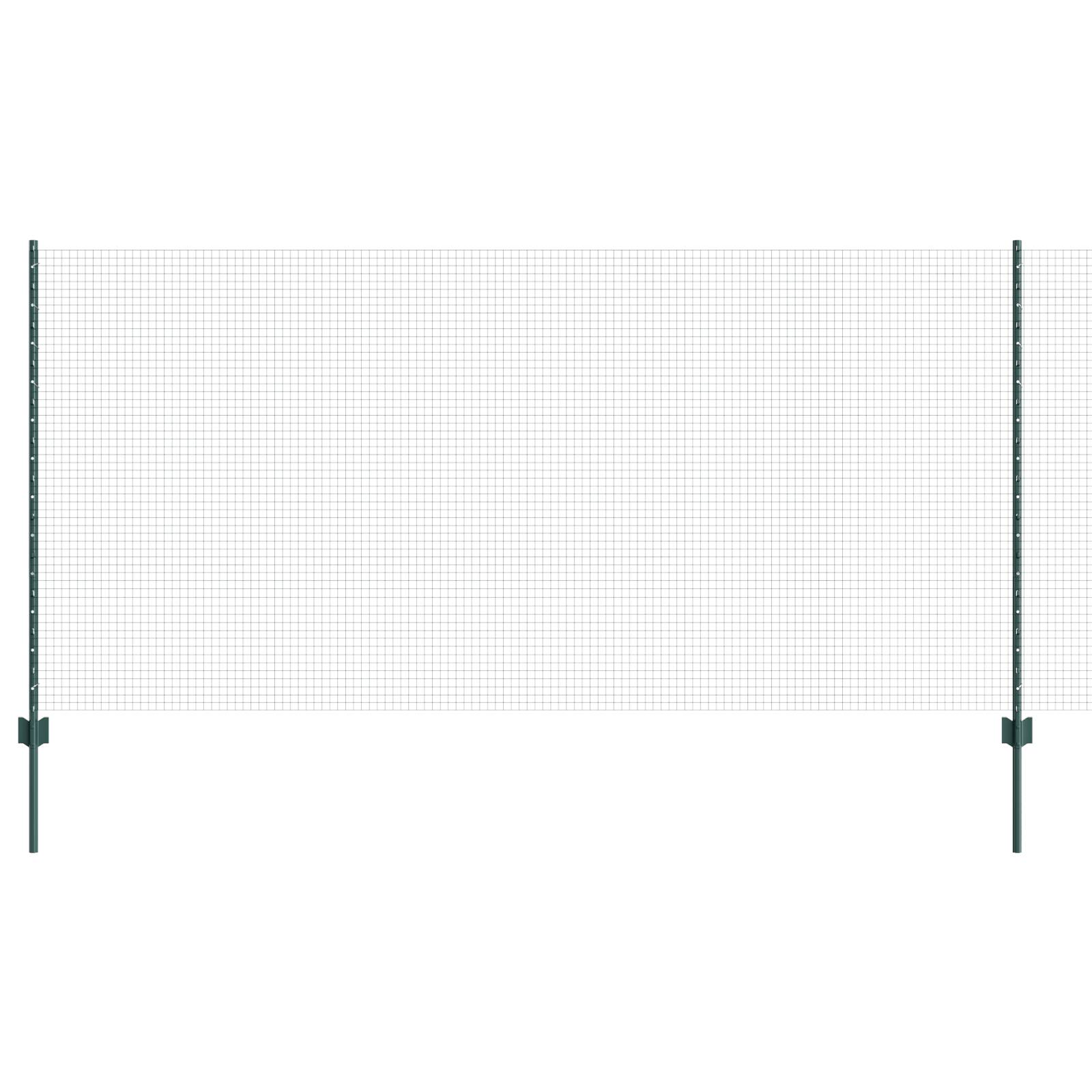 vidaXL Schweißdrahtzaun mit 5 U Pfosten Grün 1.2x10 m aus Stahl