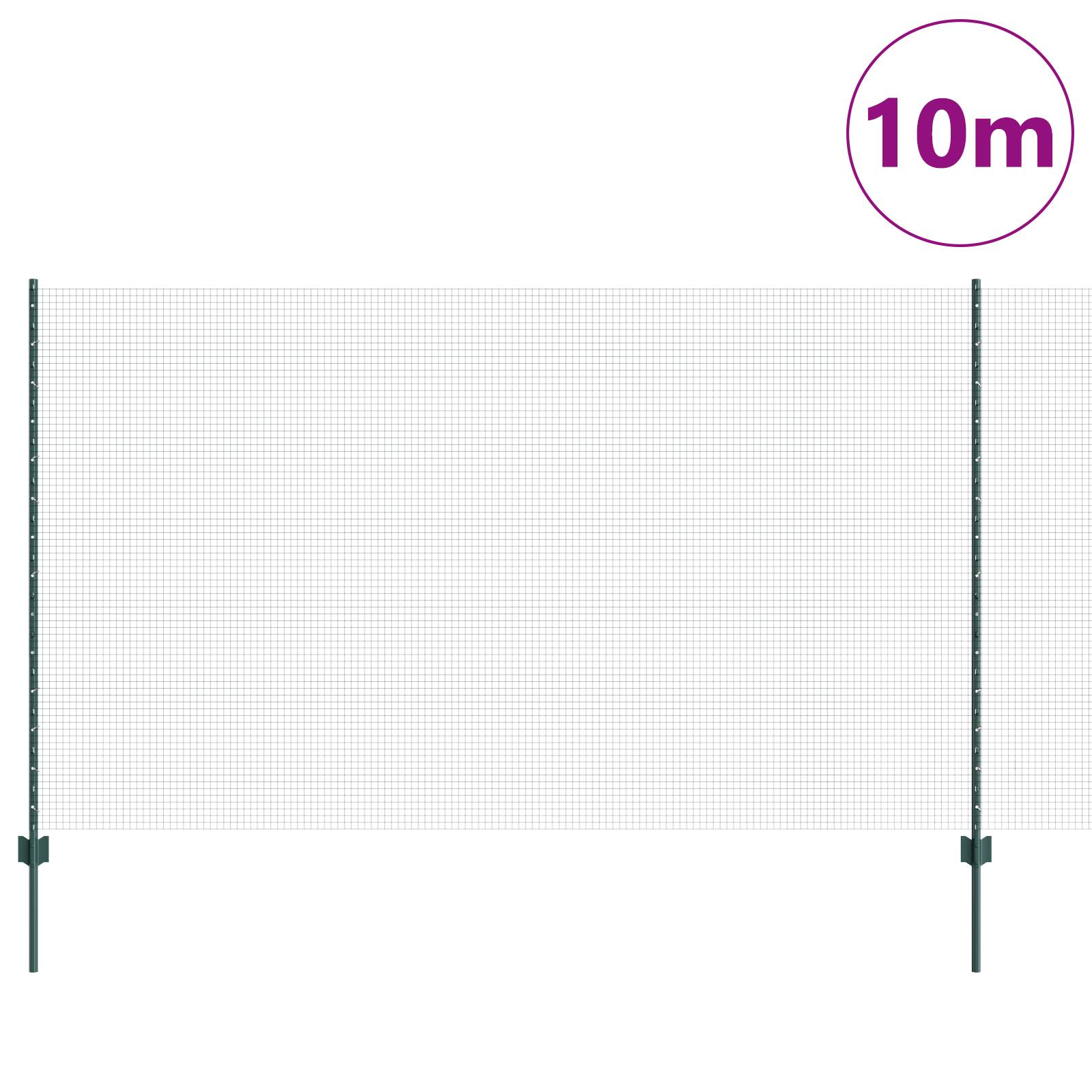 vidaXL Schweißdrahtzaun mit 5 U-Pfosten Grün 1,4x10 m Stahl