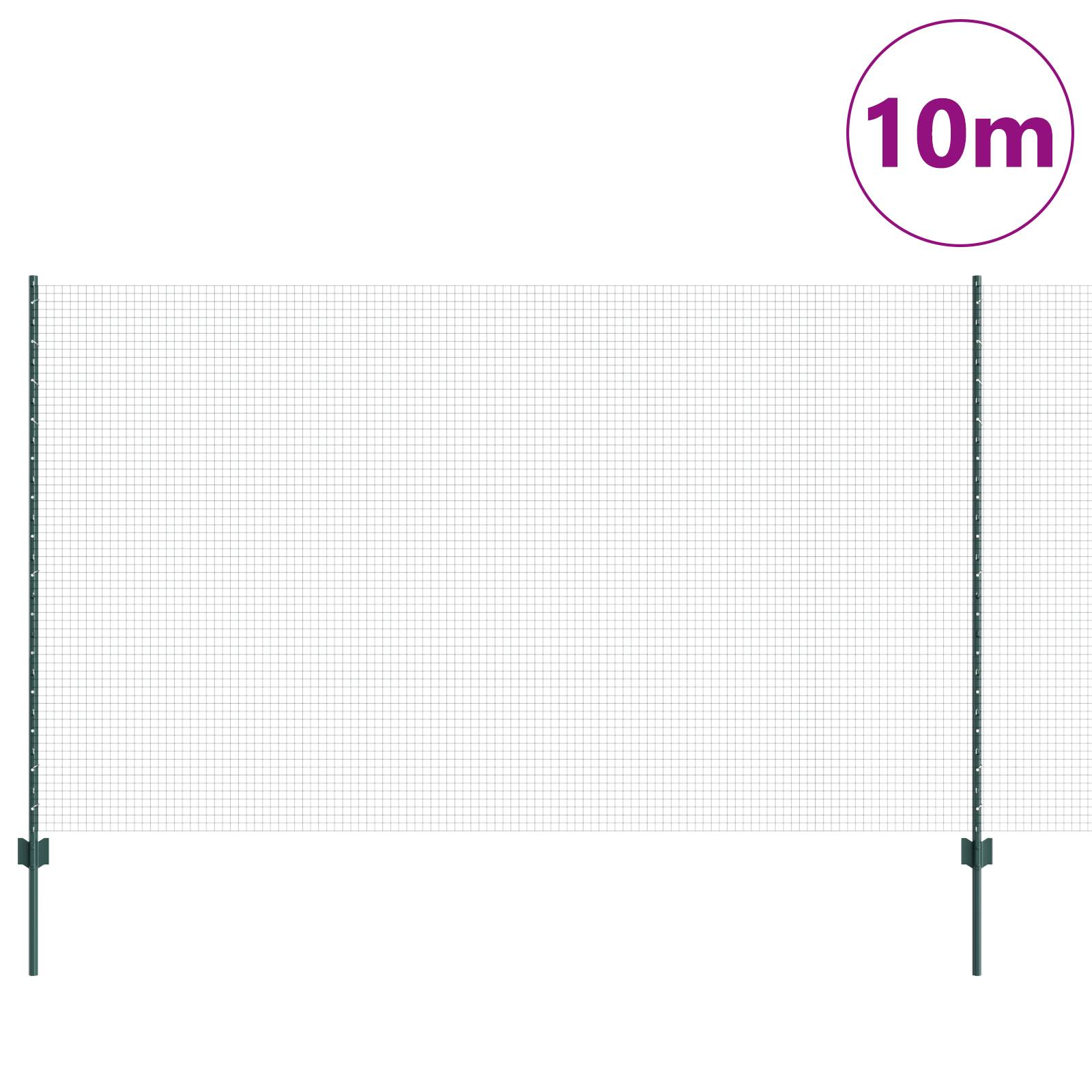 vidaXL Schweißdrahtzaun mit 5 U-Pfosten Grün 1,4x10 m Stahl