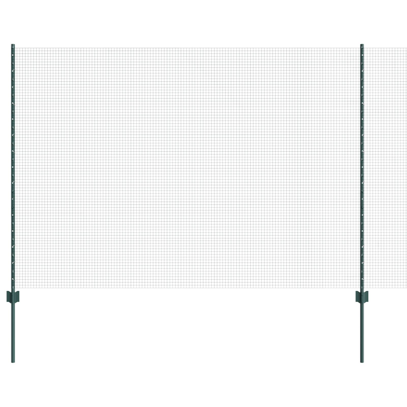 vidaXL geschweißter Drahtzaun mit 5 U-Pfosten grün 1.5x10 m Stahl
