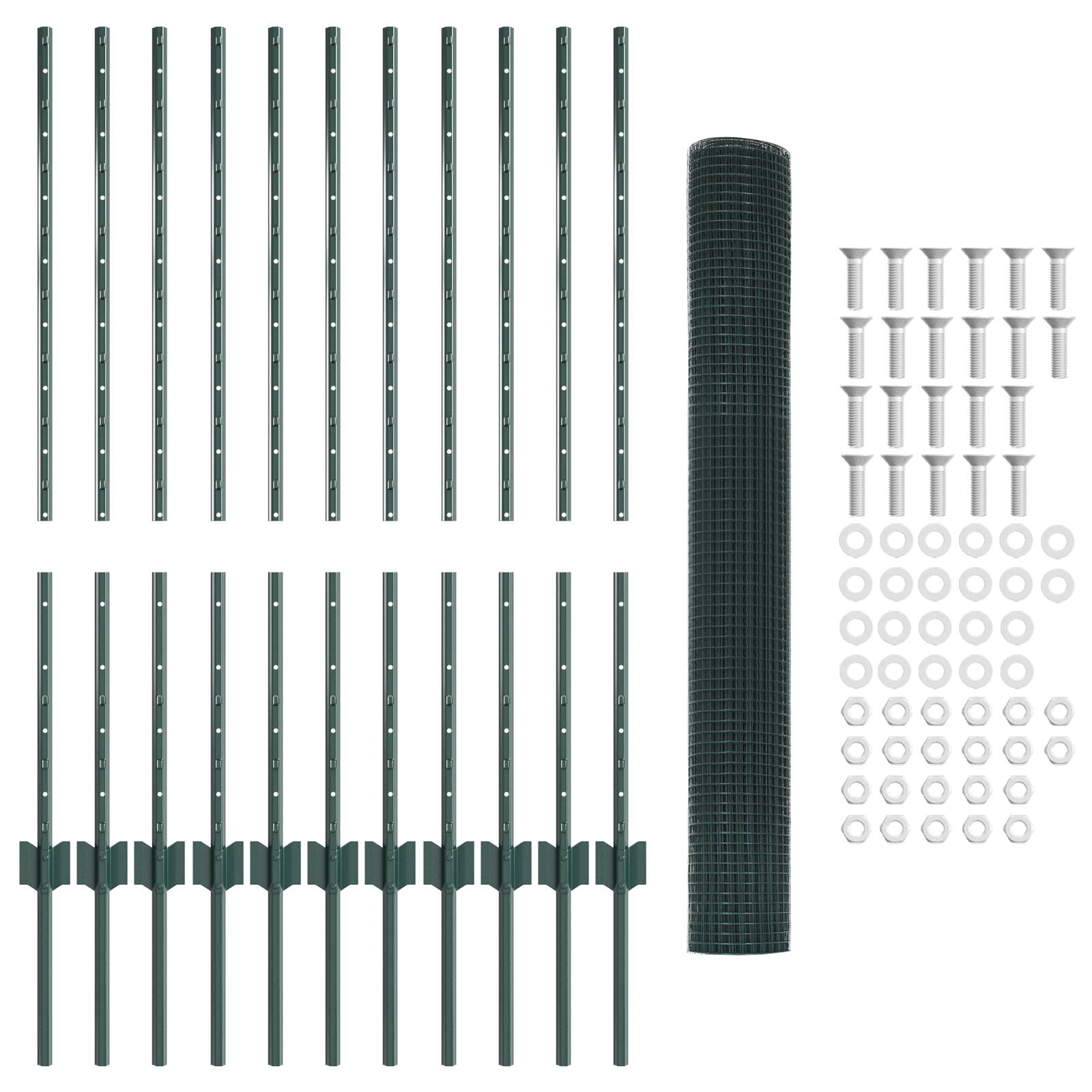 vidaXL Gartenzaun Set Set aus 2 Grün Verzinkter Stahl 25 x 1 m