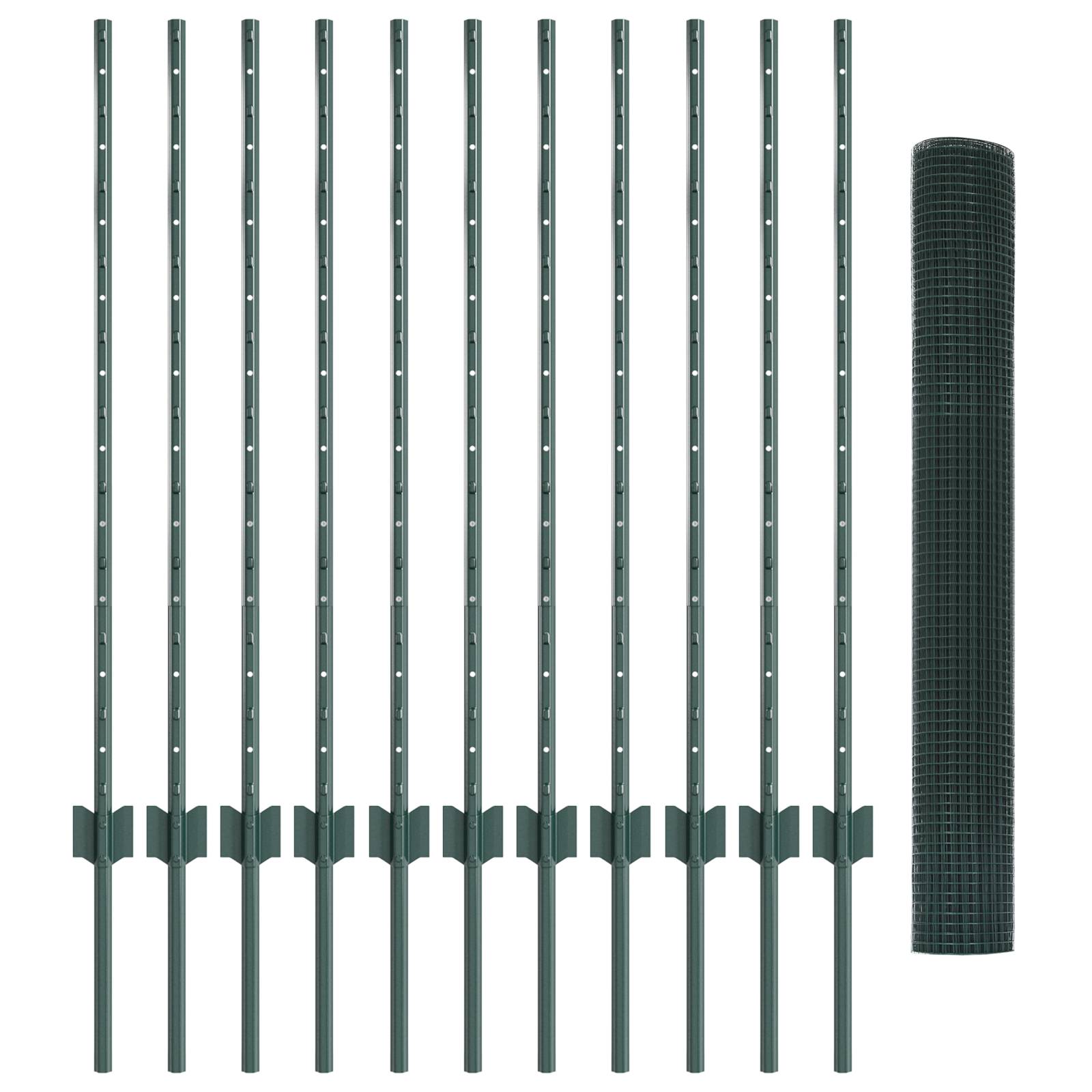 vidaXL Gartenzaun Set Set aus 2 Grün Verzinkter Stahl 25 x 1 m