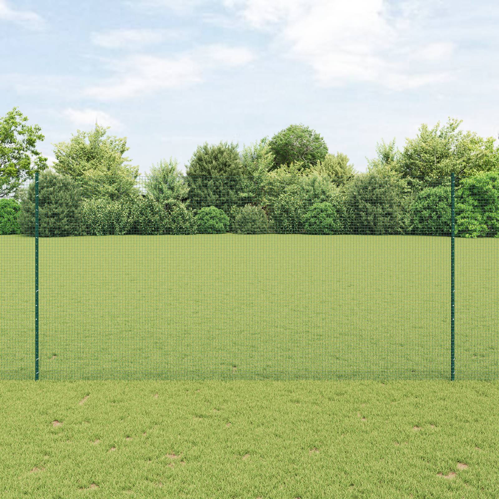 vidaXL Geschweißter Drahtzaun mit 11 U-Pfosten Grün 1,5x25 m Stahl