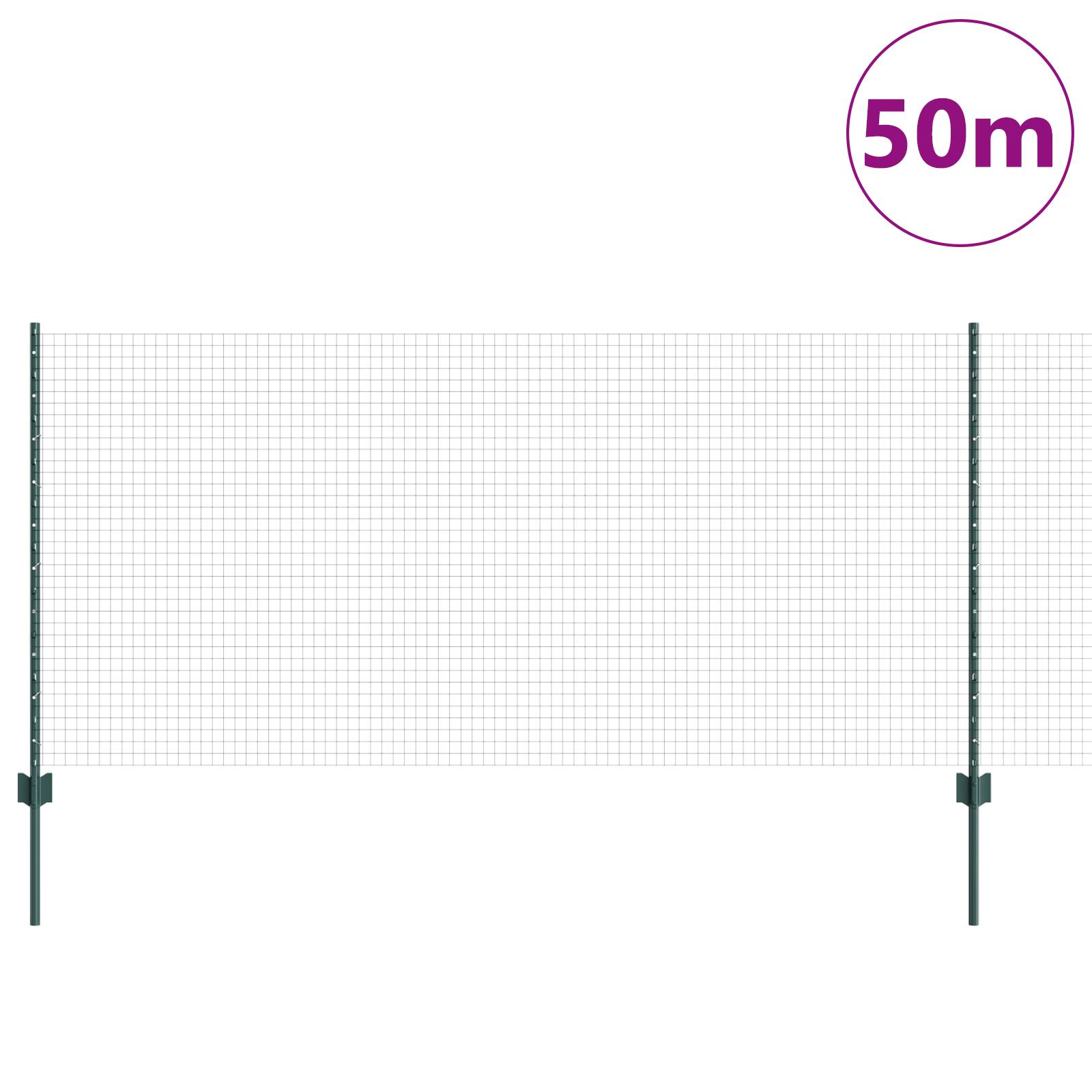 vidaXL Geschweißter Drahtzaun mit 22 U Pfosten Grün 1x50 m Stahl