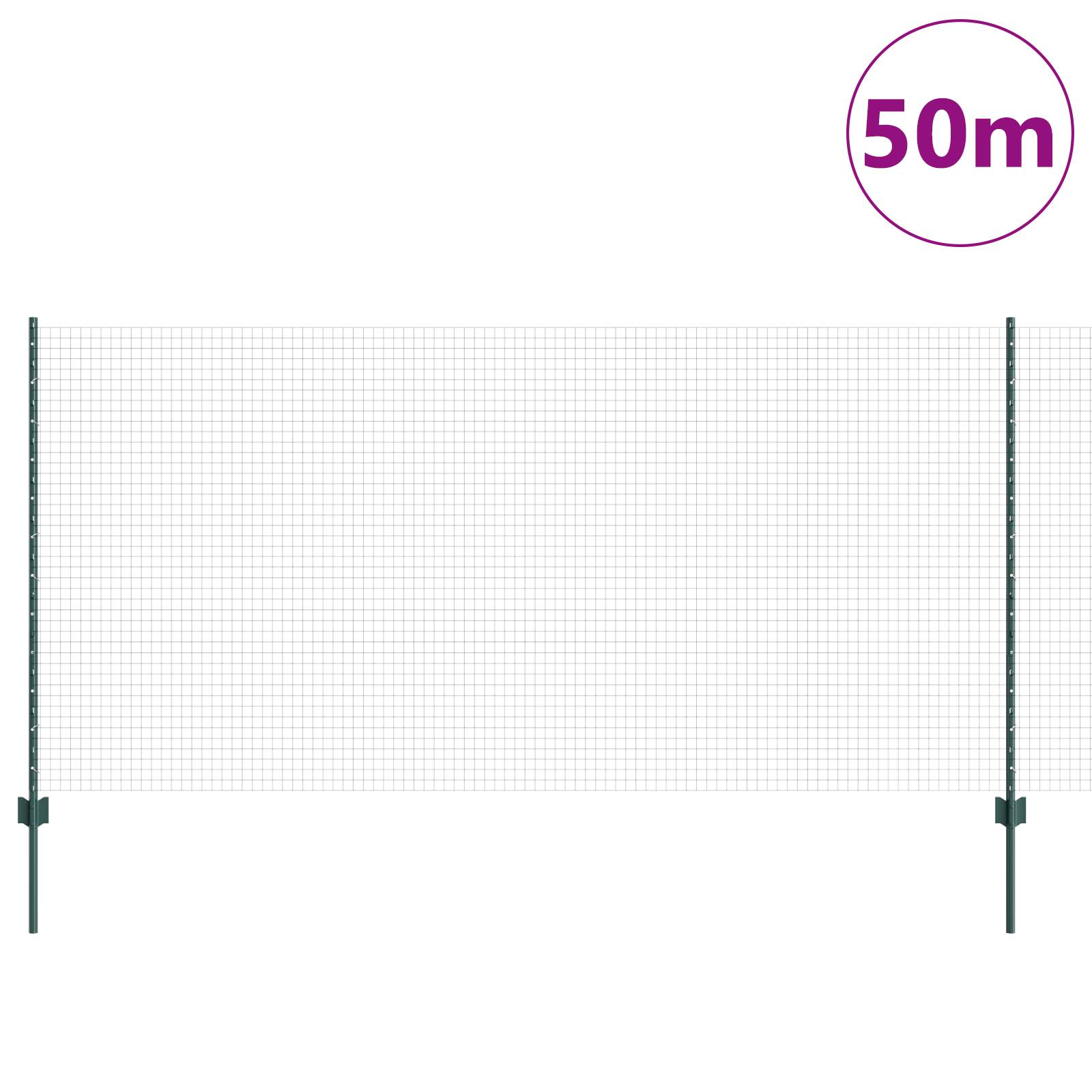 vidaXL Geschweißter Drahtzaun mit 22 U-Posts Grün 1,2x50 m Stahl