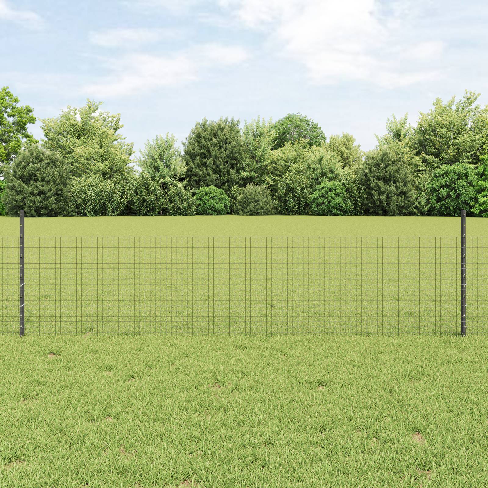 vidaXL Schweissdrahtzaun mit 22 U Pfosten grau 0.5x50 m Stahl