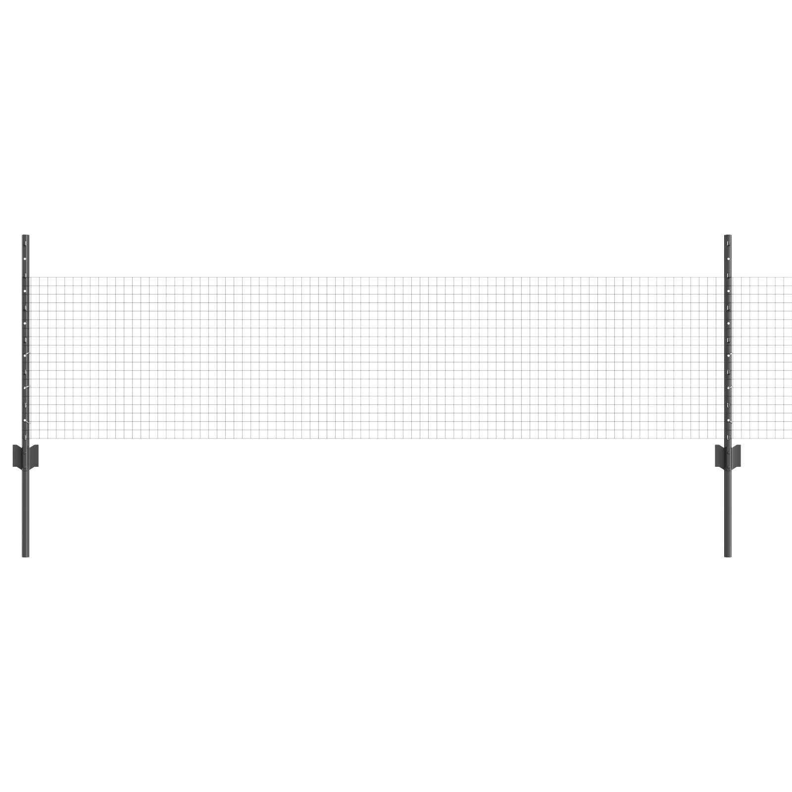 vidaXL Schweissdrahtzaun mit 22 U Pfosten grau 0.5x50 m Stahl