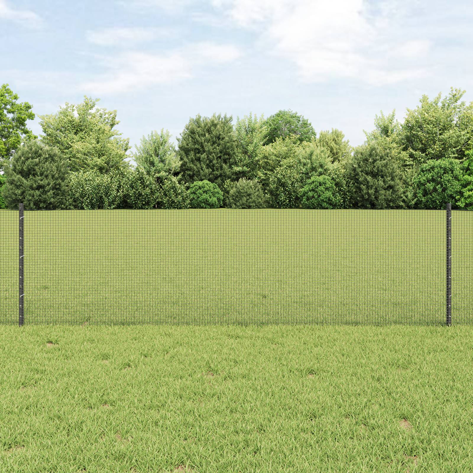 vidaXL geschweister Drahtzaun mit 5 U-Pfosten Grau 0.6x10 m Stahl