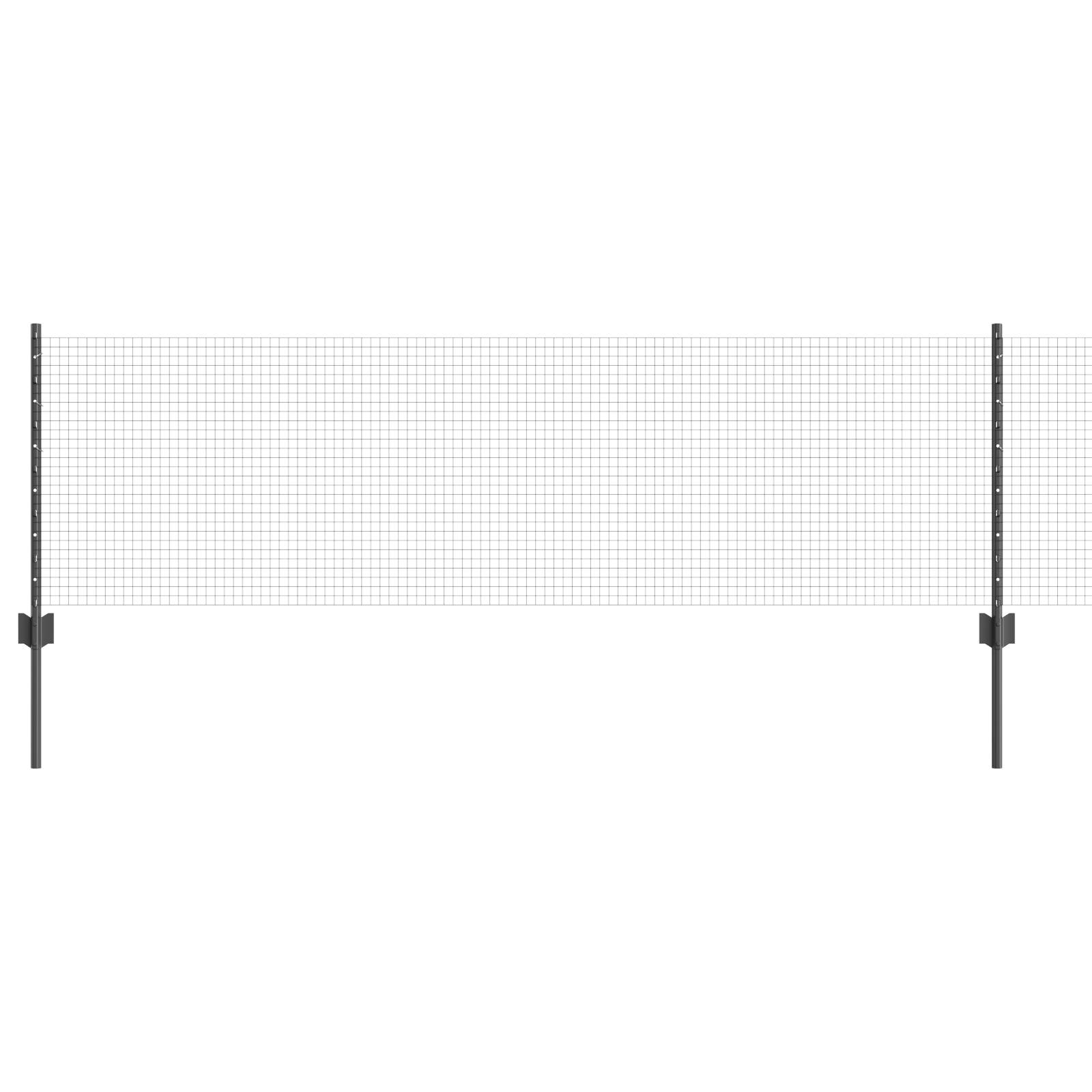 vidaXL Schweißdrahtzaun mit 22 U-Posten Grau 0,6x50 m Stahl