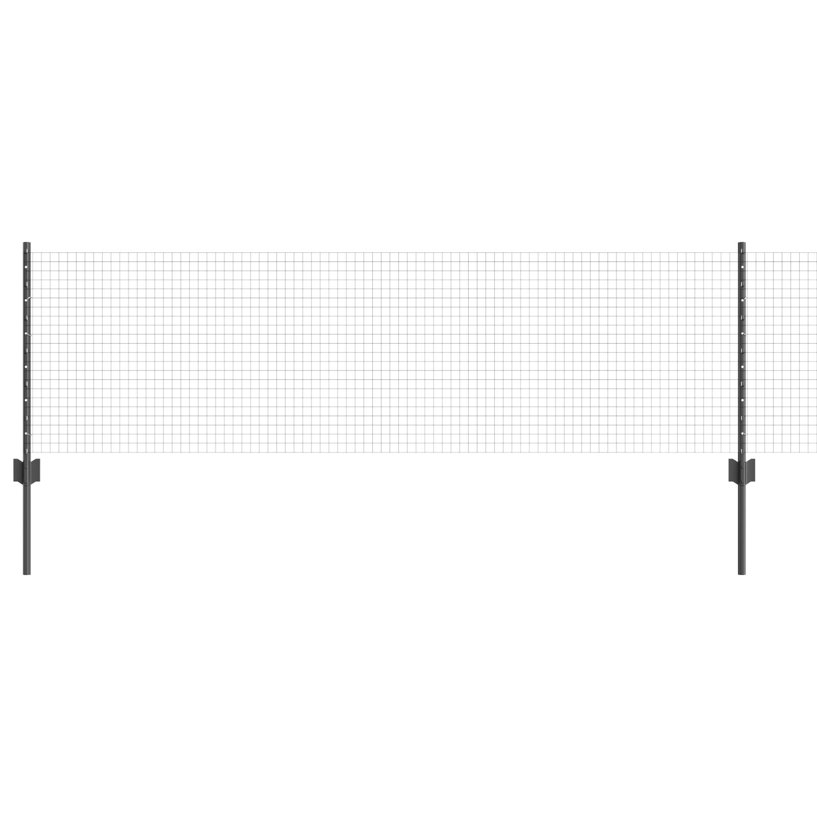 vidaXL Schweißdrahtzaun mit 22 U-Pfosten Grau 0.6x50 m Stahl