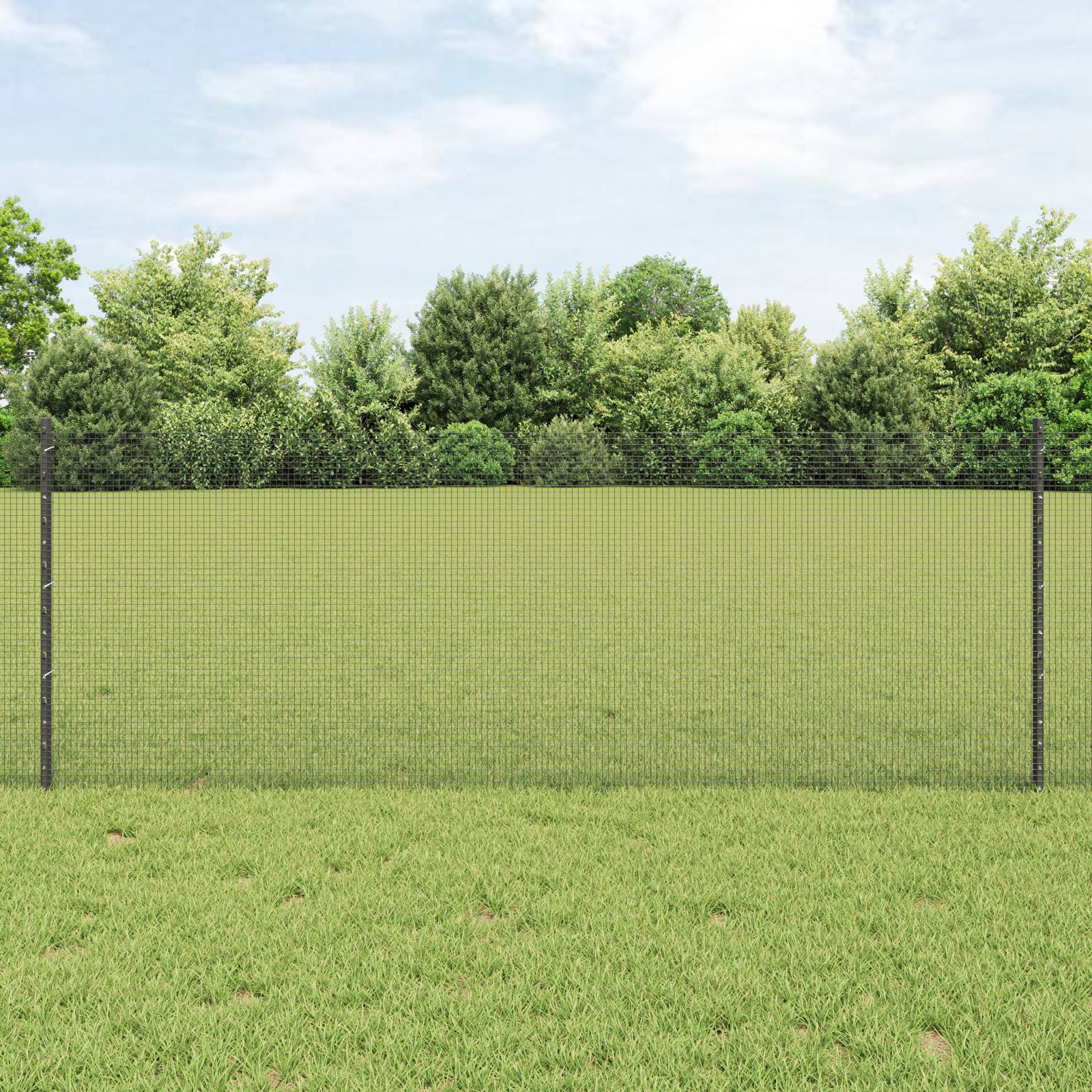 vidaXL Schweißzaun mit 11 U-Pfosten Grau 0.8x25 m Stahl