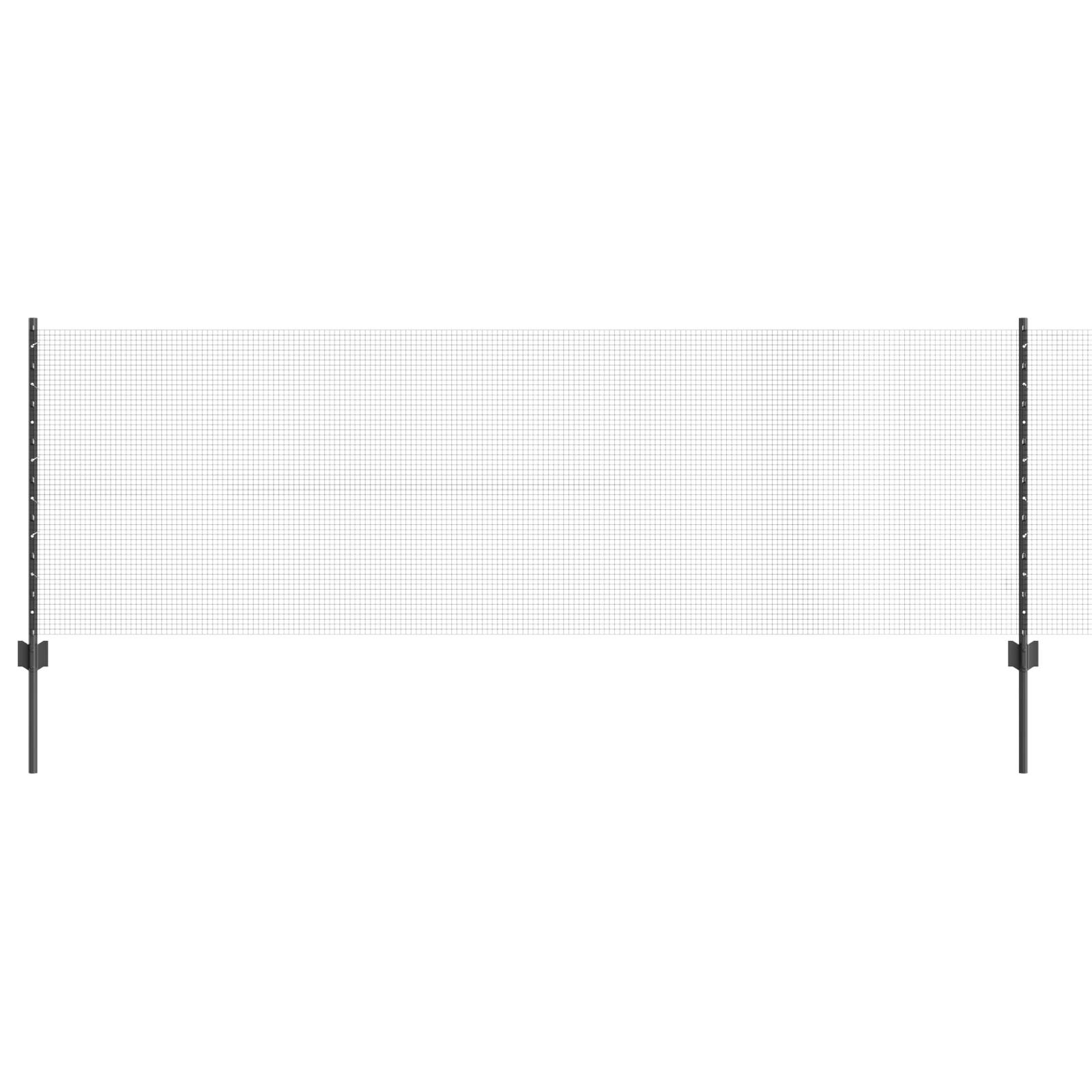 vidaXL Schweißzaun mit 11 U-Pfosten Grau 0.8x25 m Stahl