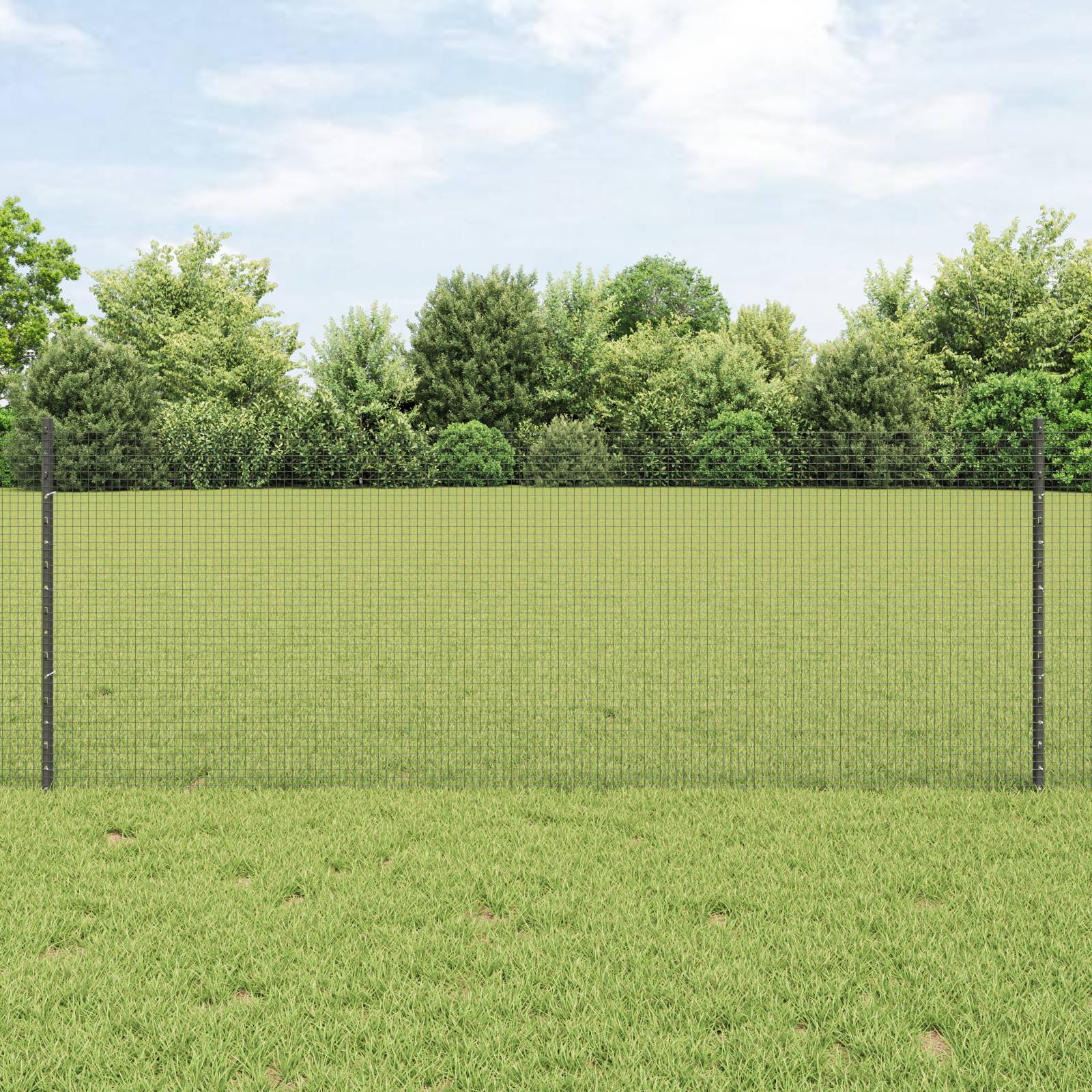vidaXL Schweißdrahtzaun mit 22 U-Posts Grau 0.8x50 m Stahl