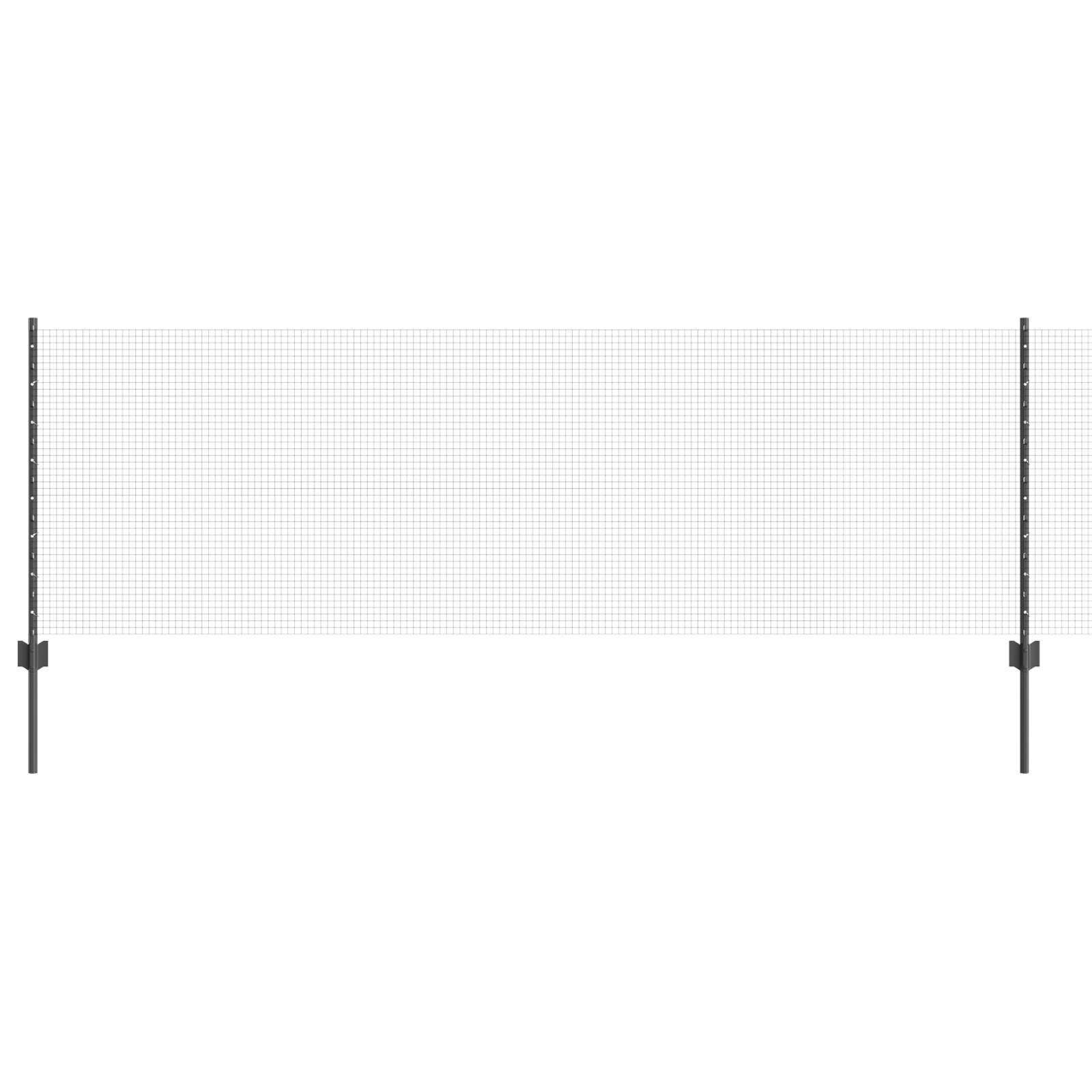vidaXL Schweißdrahtzaun mit 22 U-Posts Grau 0.8x50 m Stahl