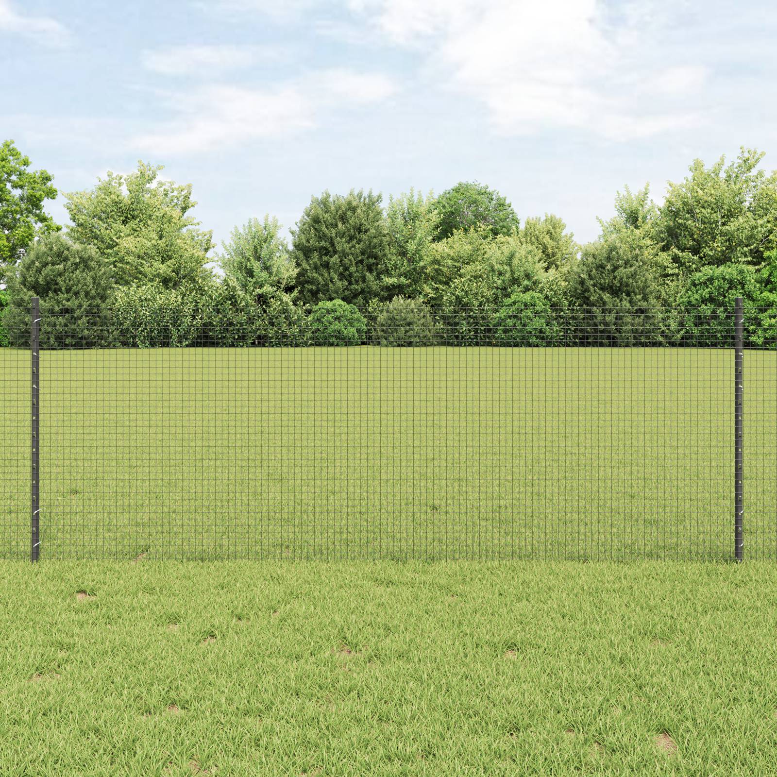 vidaXL Geschweißter Drahtzaun mit 44 U-Pfosten Grau 0.8x100 m Stahl