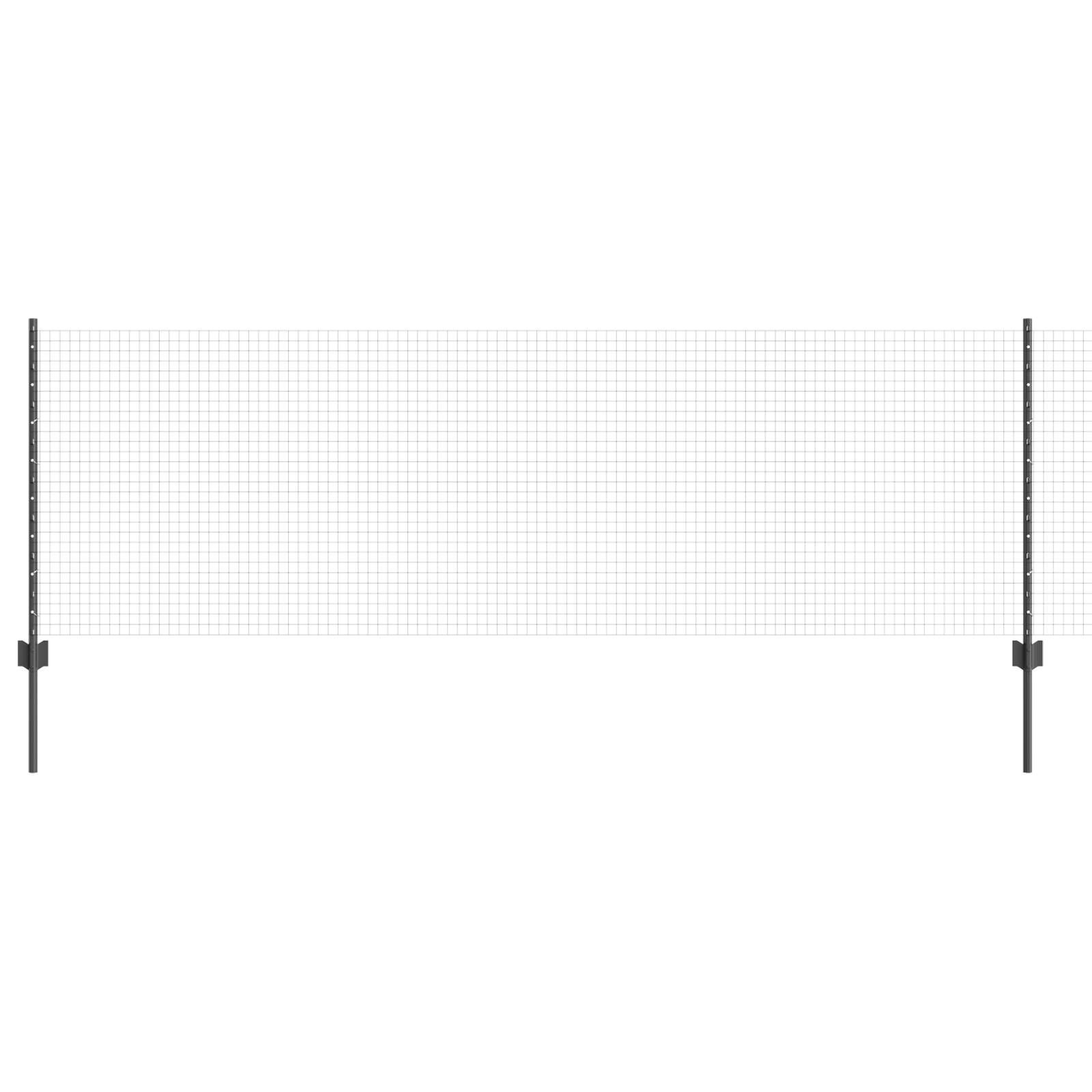 vidaXL geschweißter Drahtzaun mit 11 U-Streben Grau 0.8x25 m Stahl