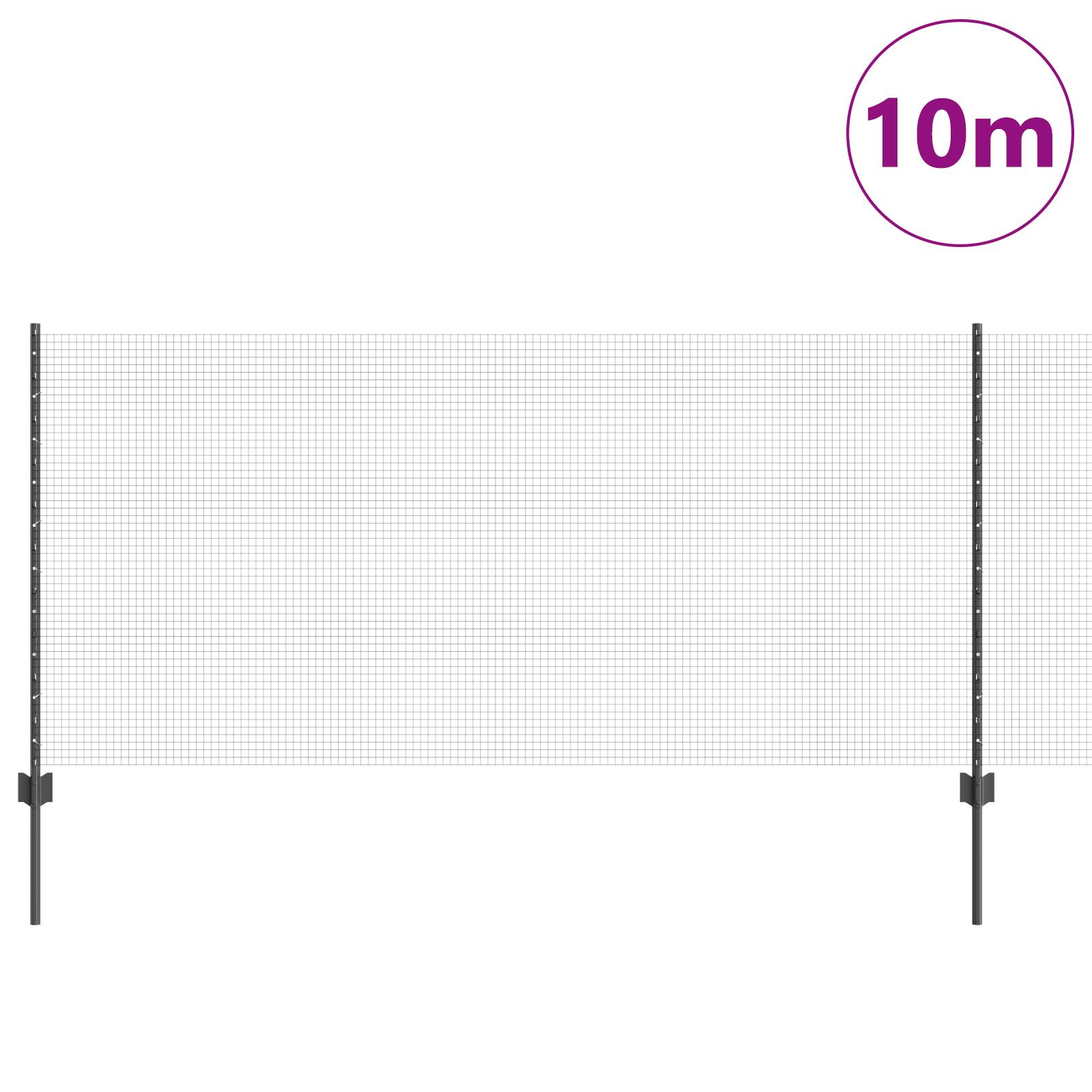 vidaXL Hühnerdrahtzaun-Set Set aus 2 Grau Metall 10 x 1 m Langlebig