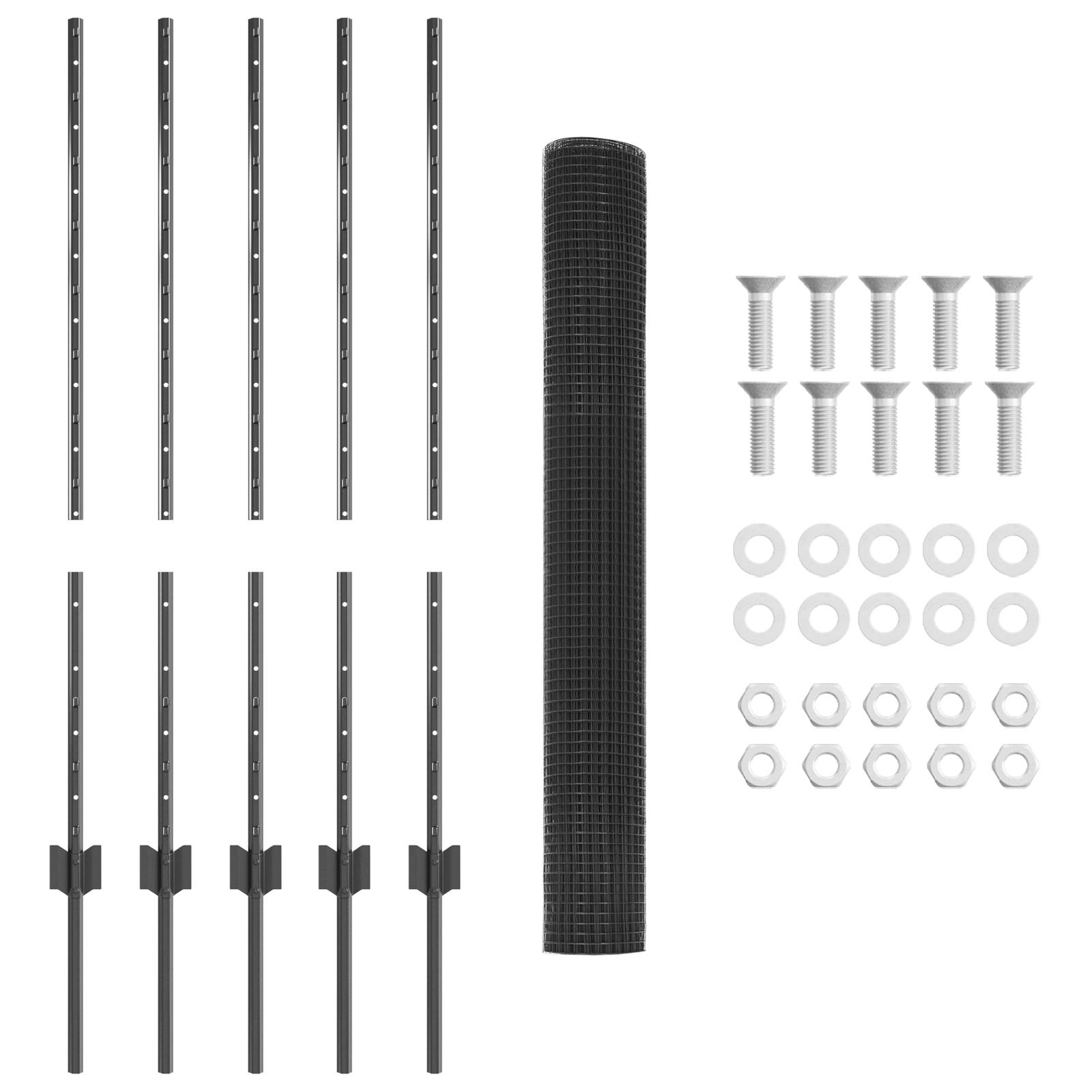 vidaXL Hühnerdrahtzaun-Set Set aus 2 Grau Metall 10 x 1 m Langlebig