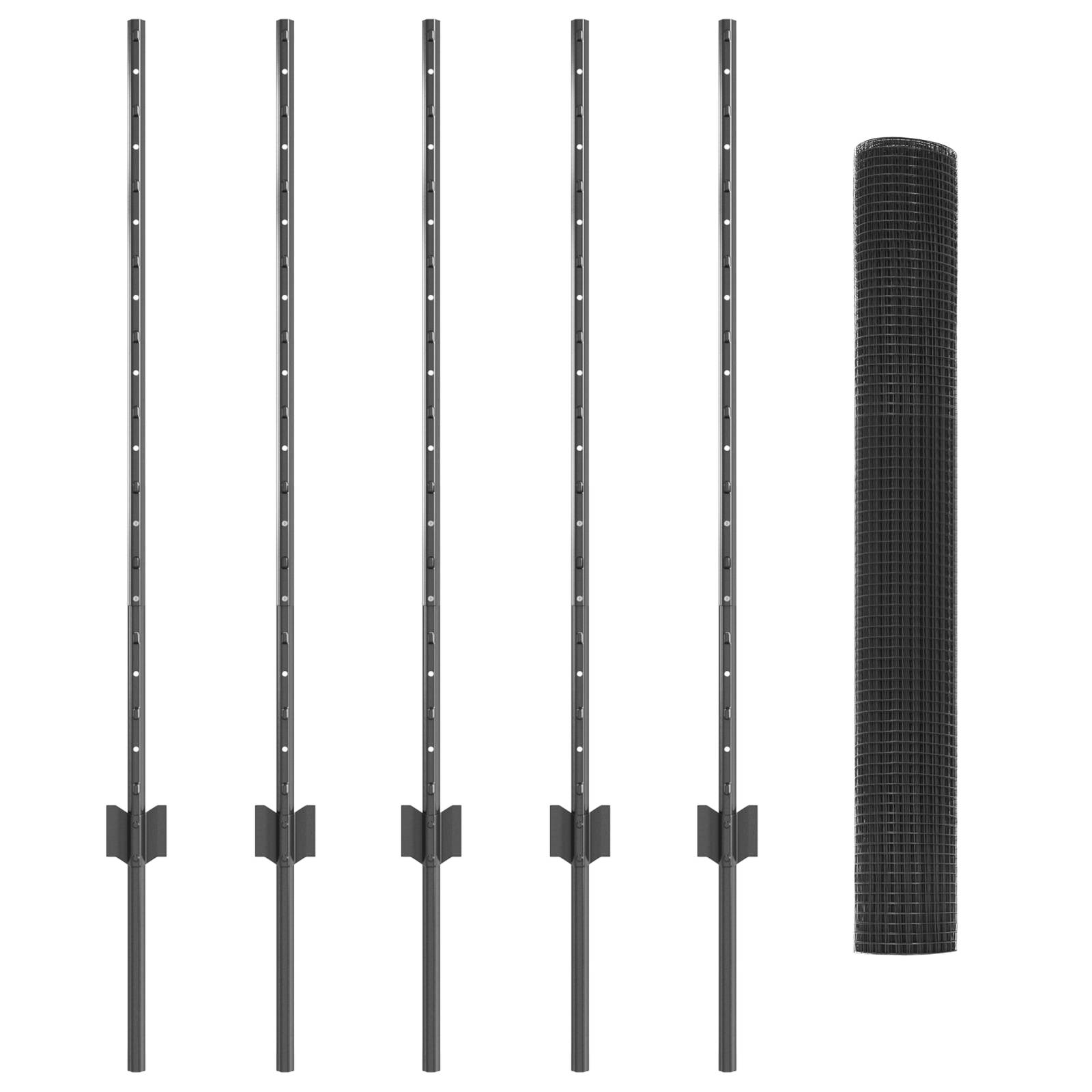 vidaXL Hühnerdrahtzaun-Set Set aus 2 Grau Metall 10 x 1 m Langlebig