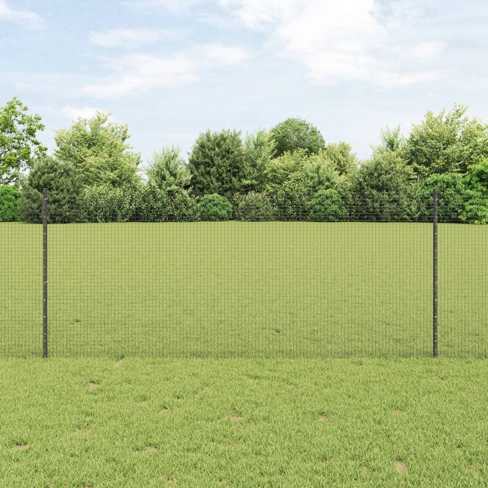 vidaXL Geschweißter Drahtzaun mit 44 U-Pfosten Grau 1x50 m Stahl