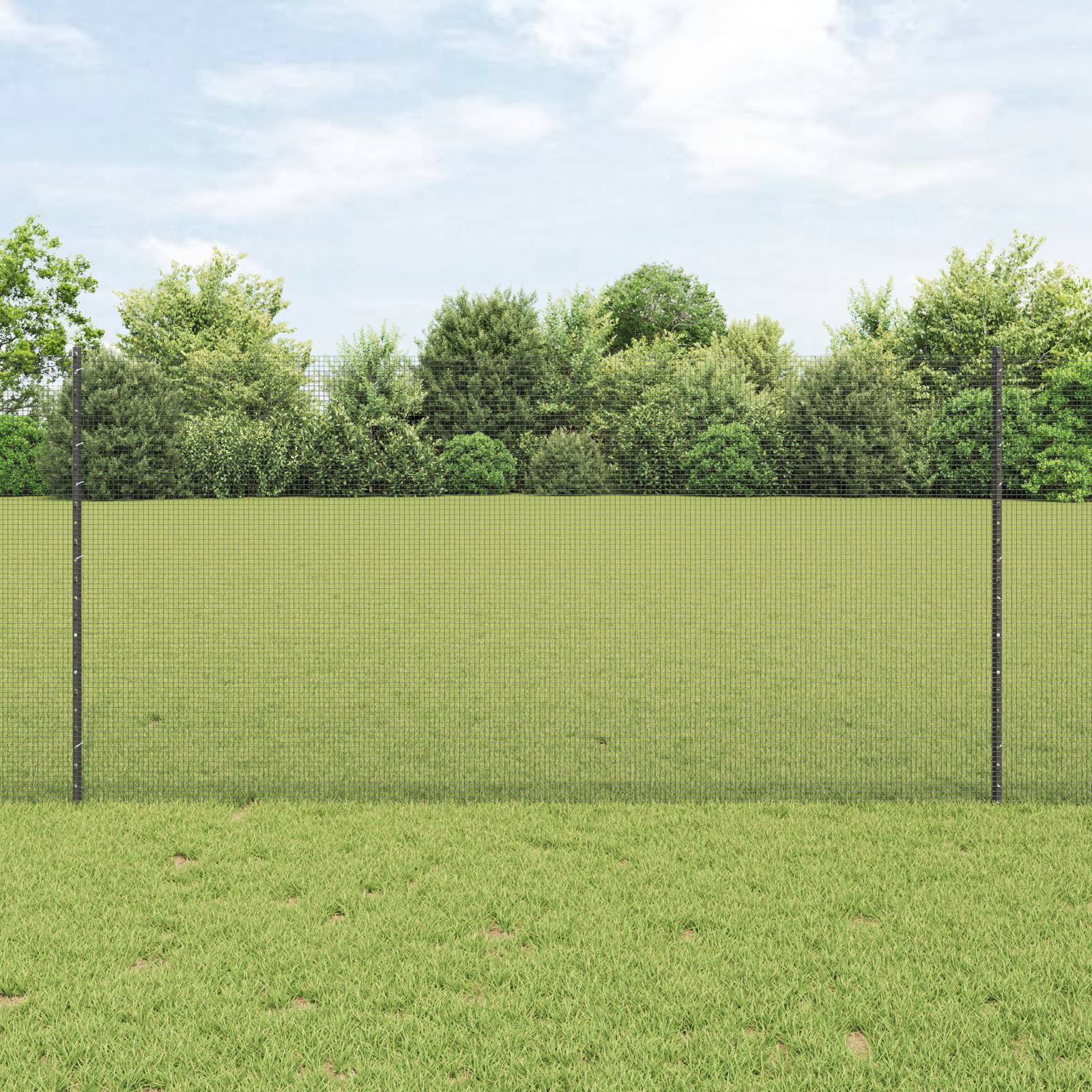 vidaXL Schweißdrahtzaun mit 44 U Pfosten Grau 1,2x50 m Stahl