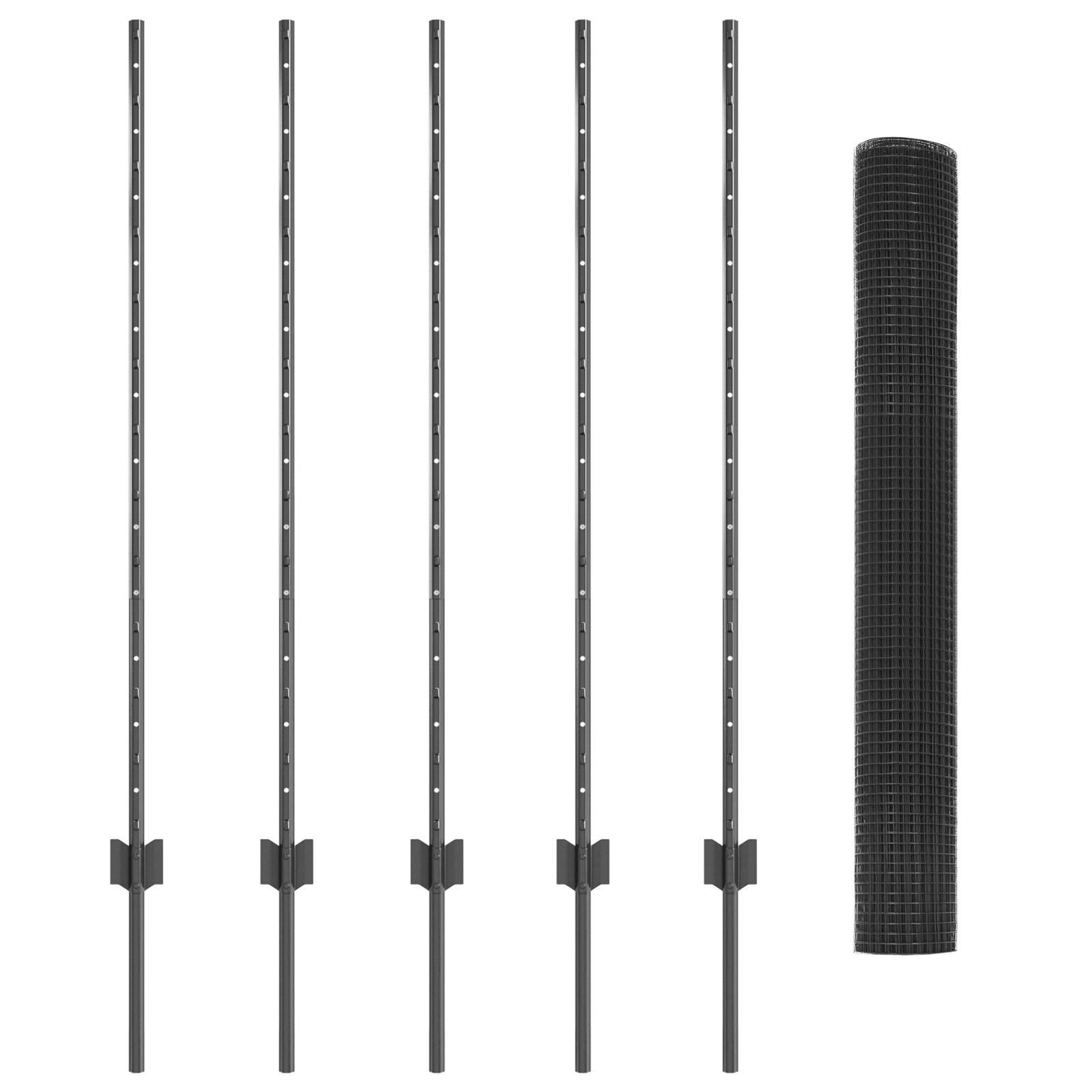 vidaXL Geschweißter Drahtzaun mit 10 U-Pflöcken Grau 1,2x10 m Stahl