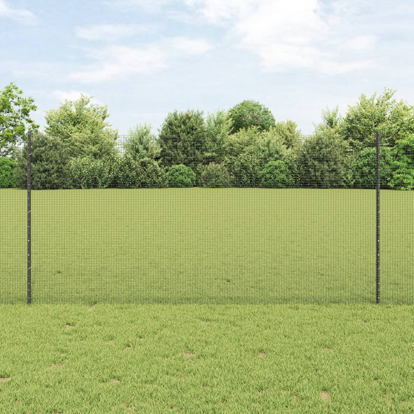 vidaXL Schweißdrahtzaun mit 44 U-Posts Grau 1.2x50 m Stahl