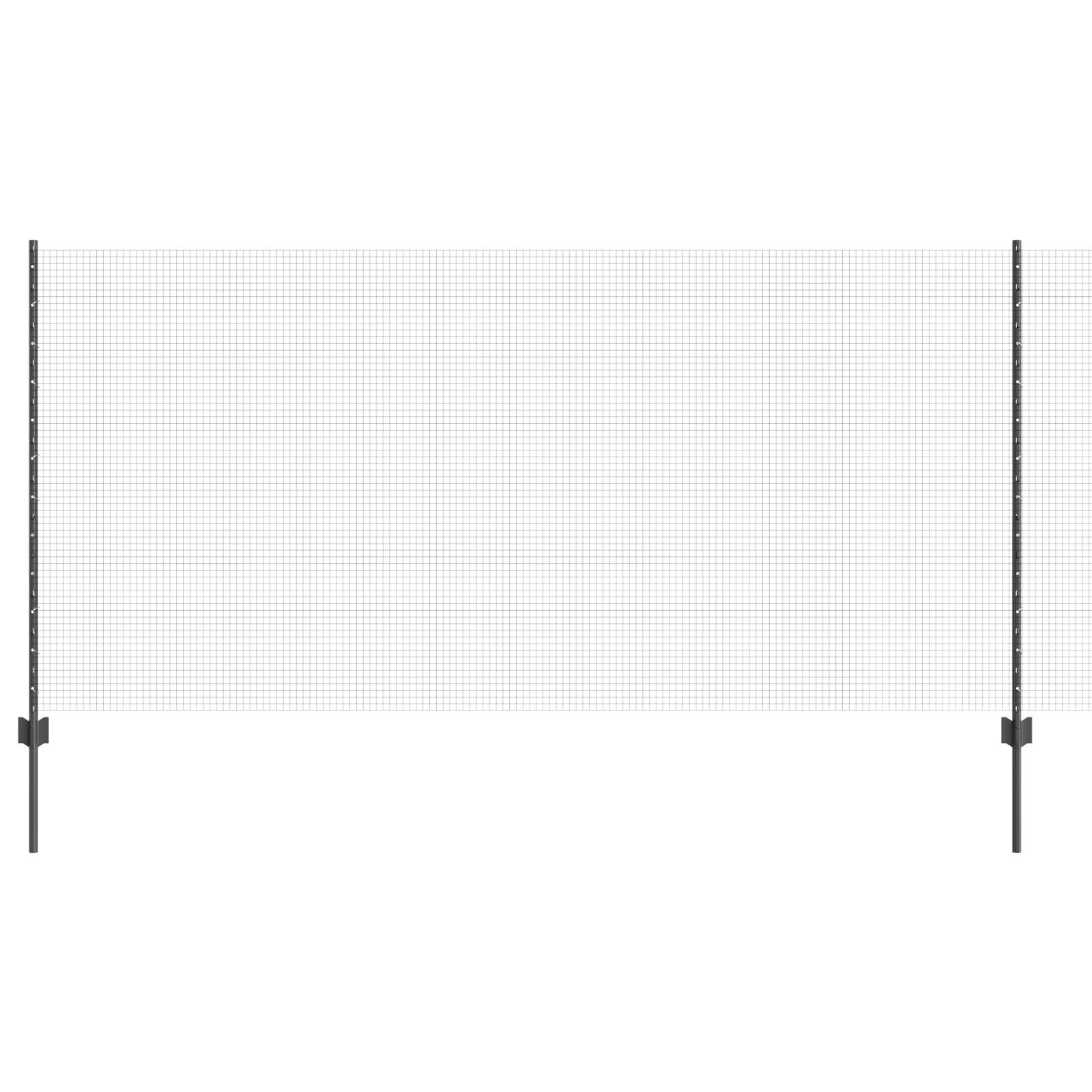 vidaXL Schweißdrahtzaun mit 44 U-Posts Grau 1.2x50 m Stahl