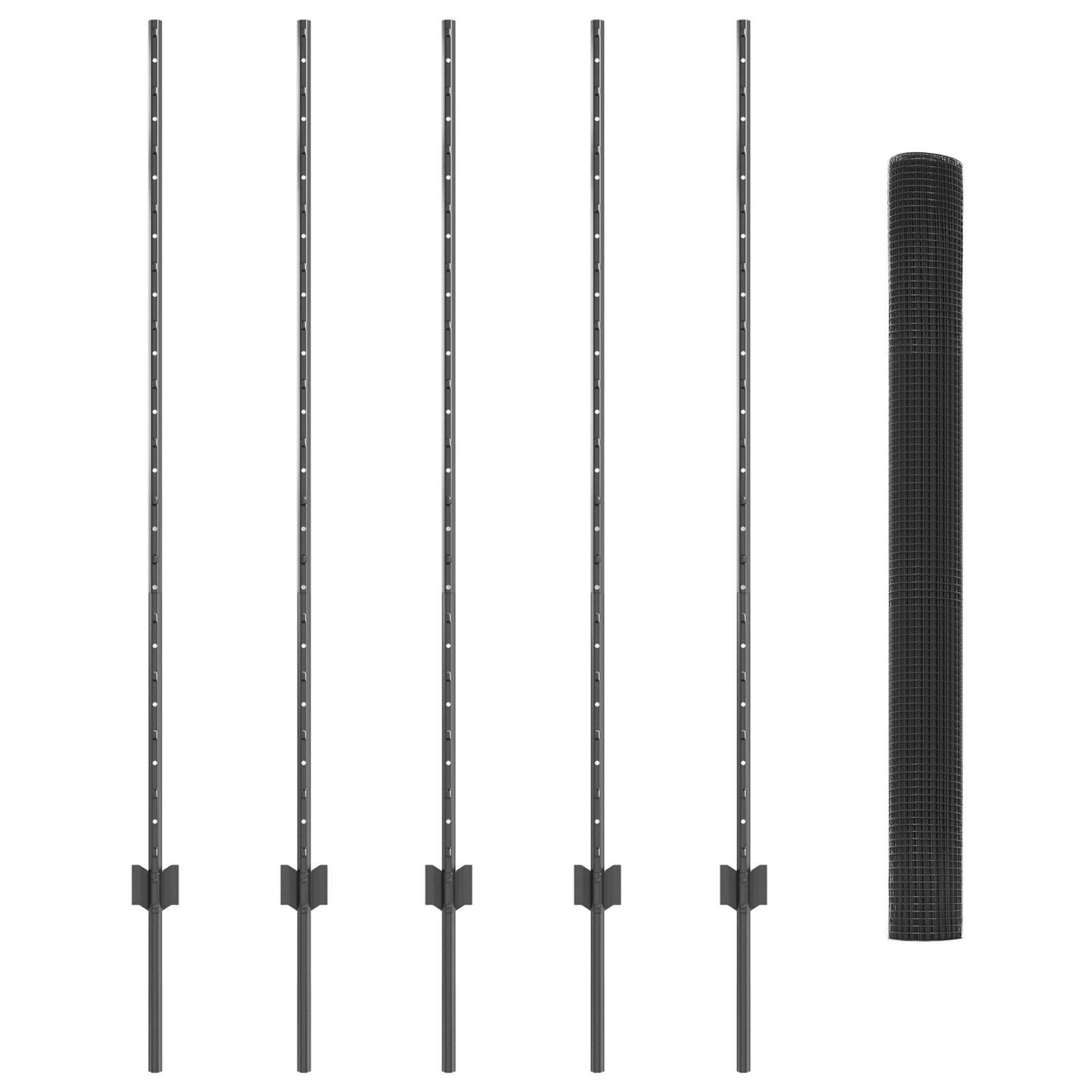 vidaXL Schweißdrahtzaun mit 10 U-Posts Anthrazit 1.4x10 m Stahl