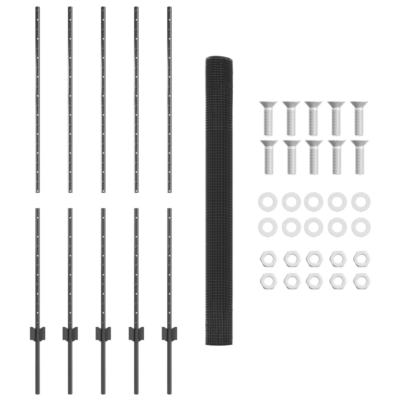 vidaXL Gelöteter Drahtzaun mit 10 U-Posten Grau 1,4x10 m Stahl