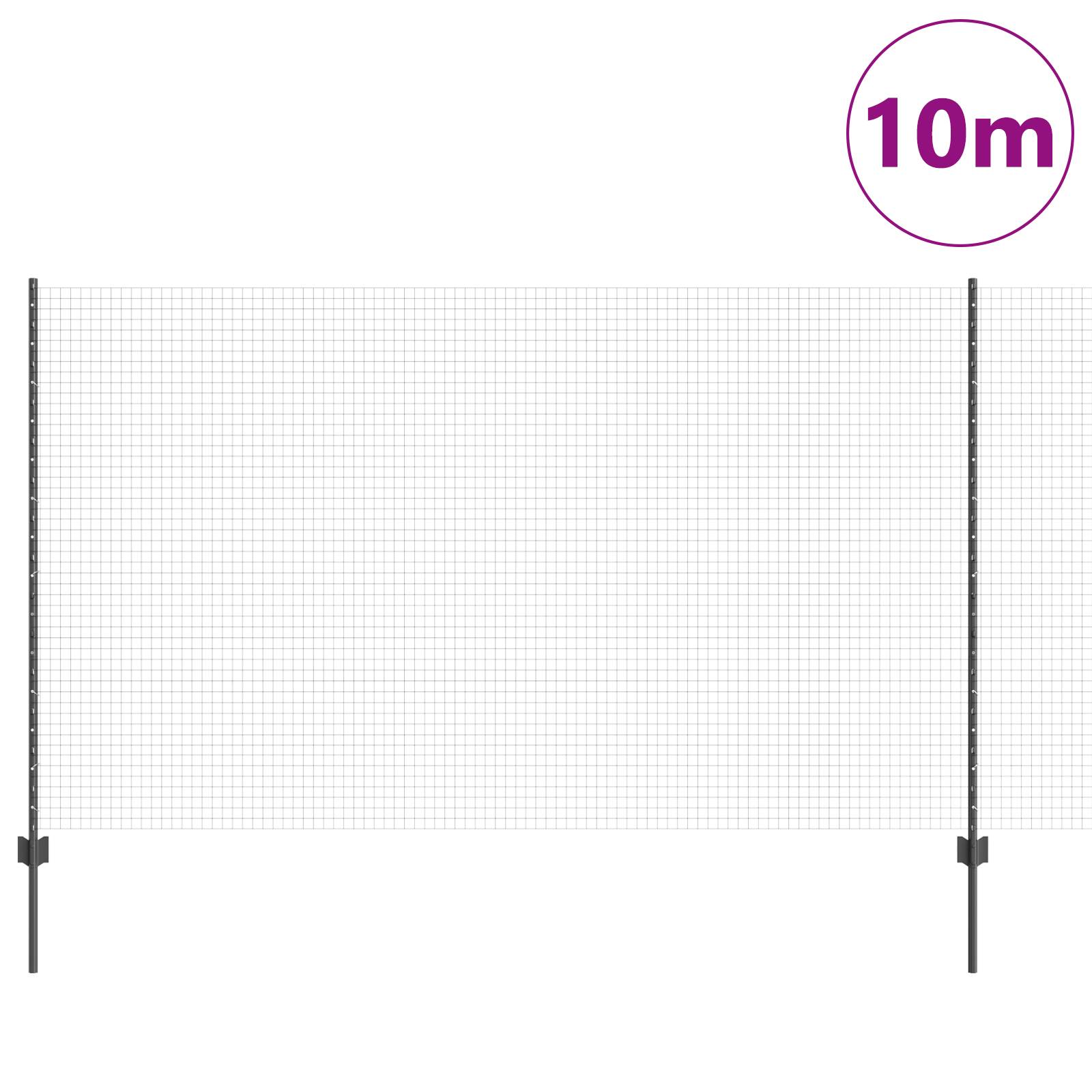 vidaXL Schweißdrahtzaun mit 10 U-Posts Anthrazit 1.4x10 m Stahl