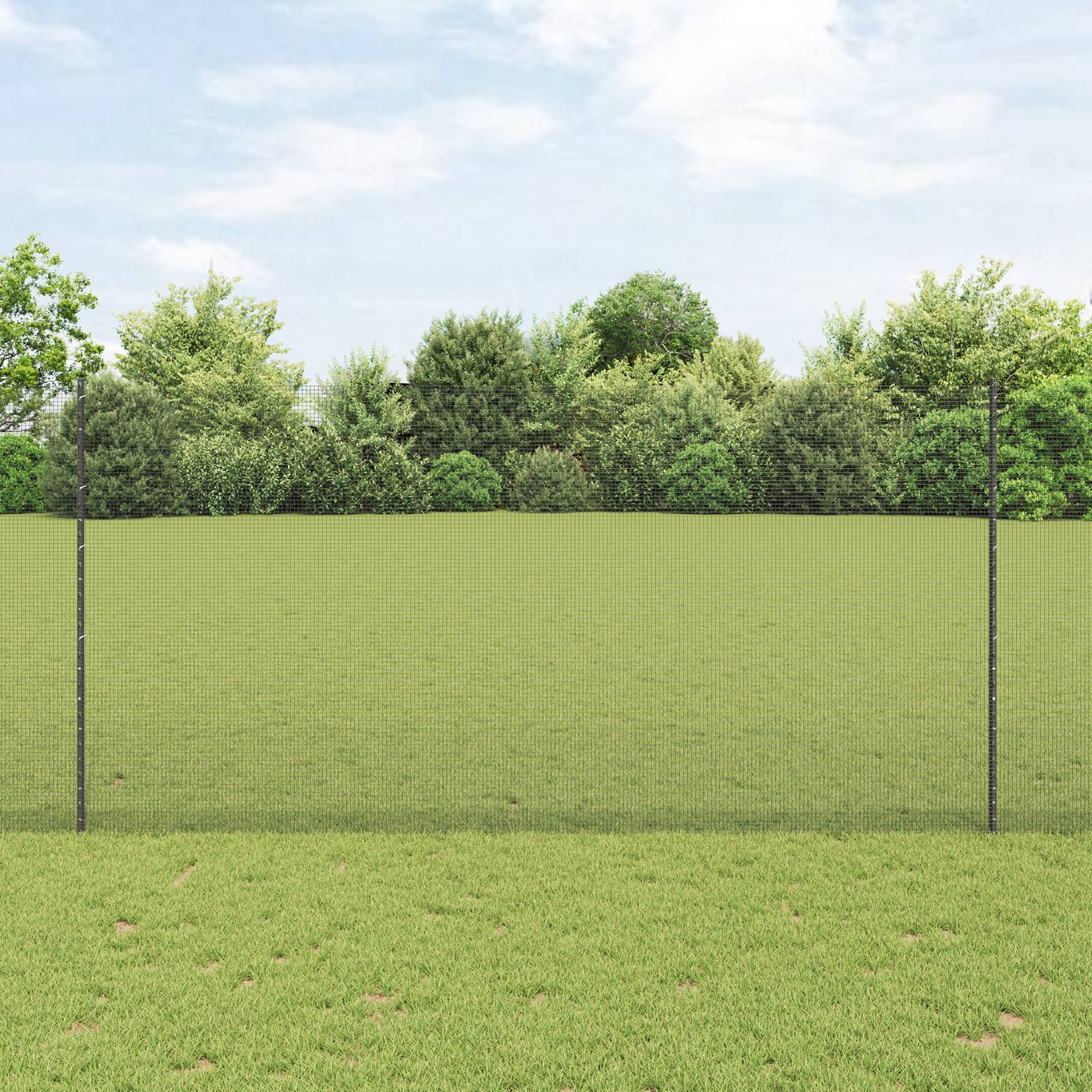 vidaXL Schweißdrahtzaun mit 10 U-Pfosten Grau 1,5x10 m Stahl