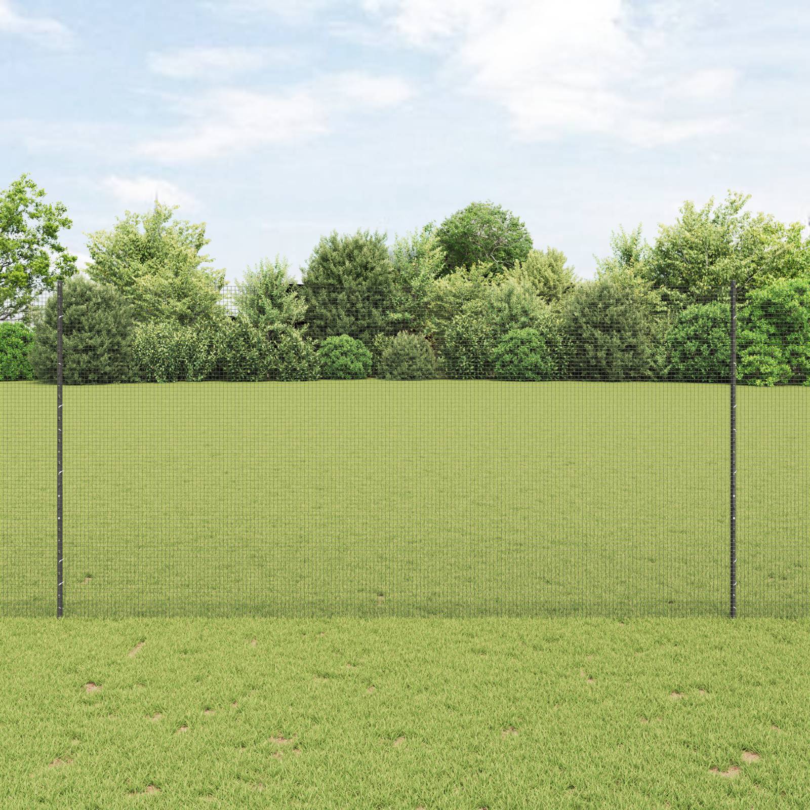 vidaXL Schweißdrahtzaun mit 22 U-Pfosten Grau 1.5x25 m Stahl
