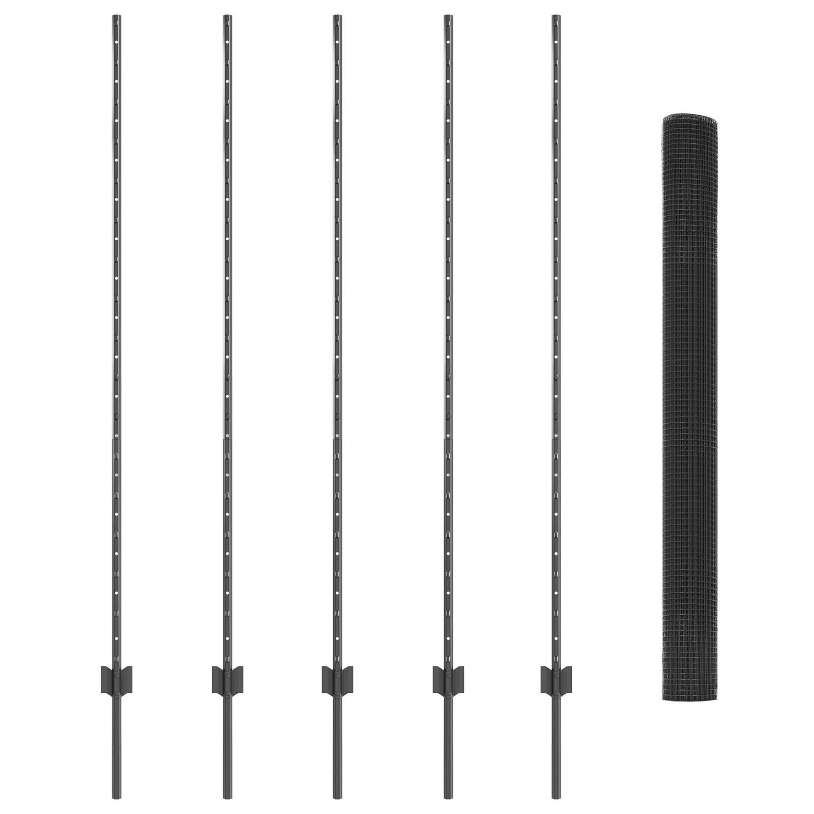 vidaXL Geschweißter Drahtzaun mit 10 U-Pfosten Grau 1,6x10 m Stahl