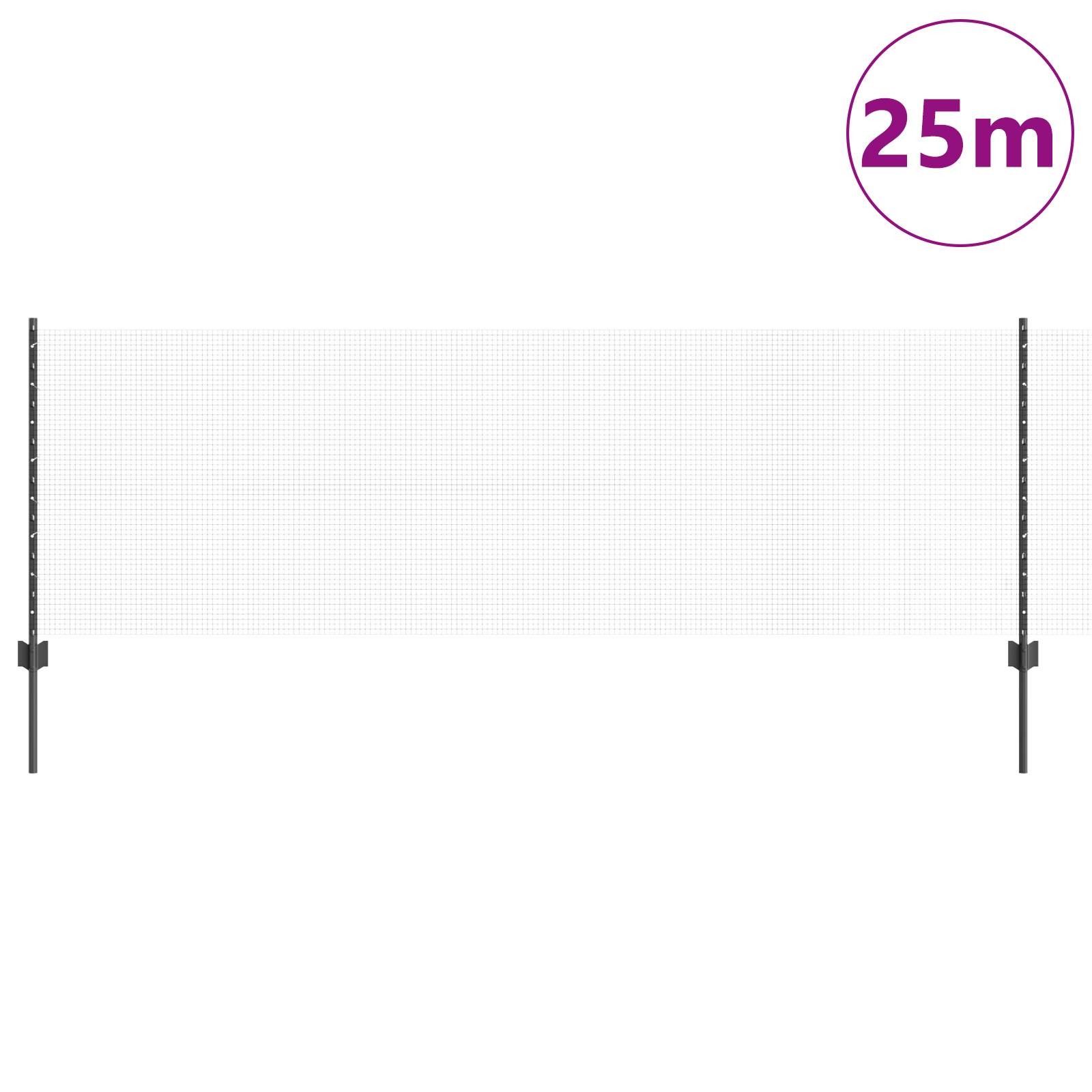 vidaXL Schweißzaun mit 11 U-Pfosten Grau 0.8x25 m Stahl
