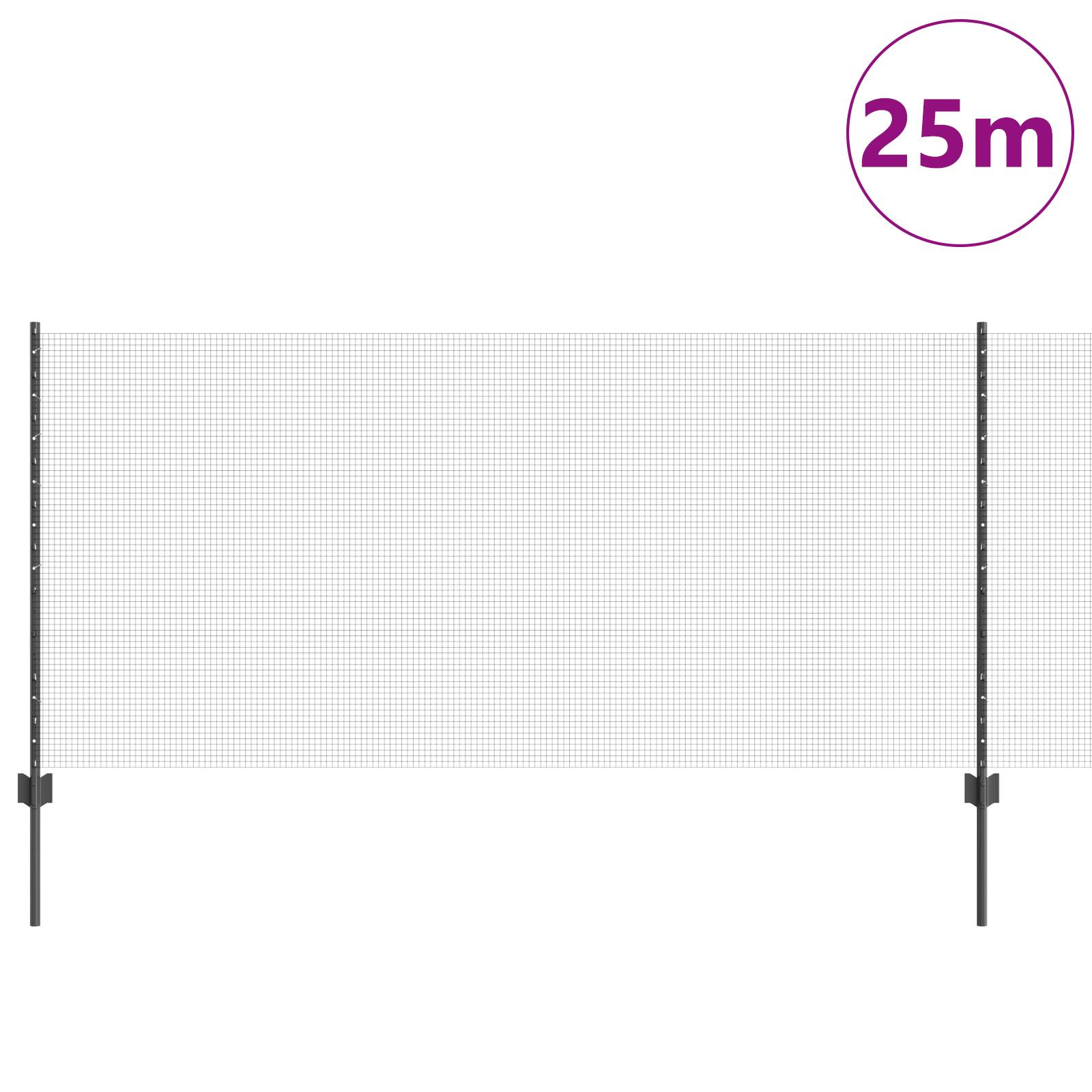 vidaXL Hühnerdrahtzaun-Set 2 Stück Grau Metall, PVC-beschichteter Draht