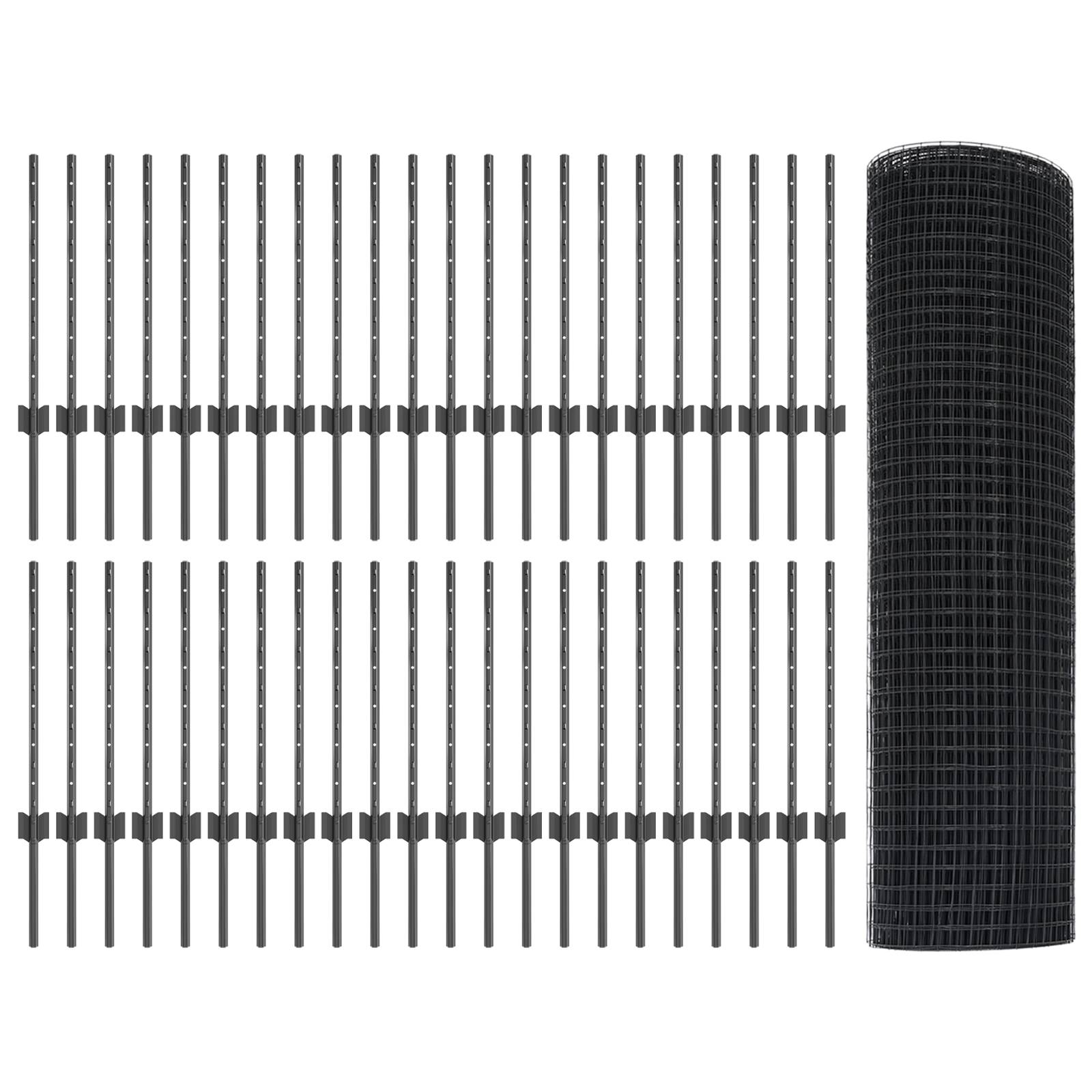 vidaXL Schweißzaun mit 44 U-Posts Grau 0.5x100 m Stahl