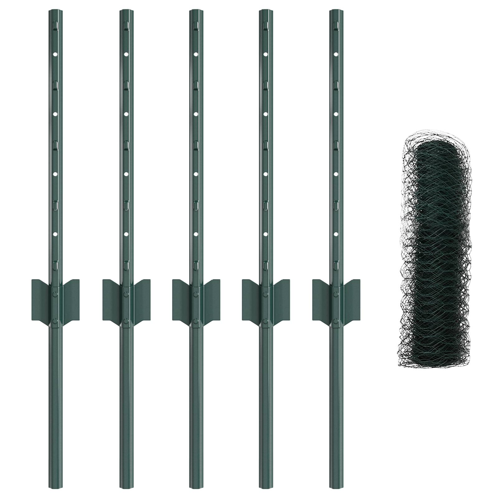 vidaXL Zaunpfosten 5 Stk U-Kanal Grün 40 cm Stahl